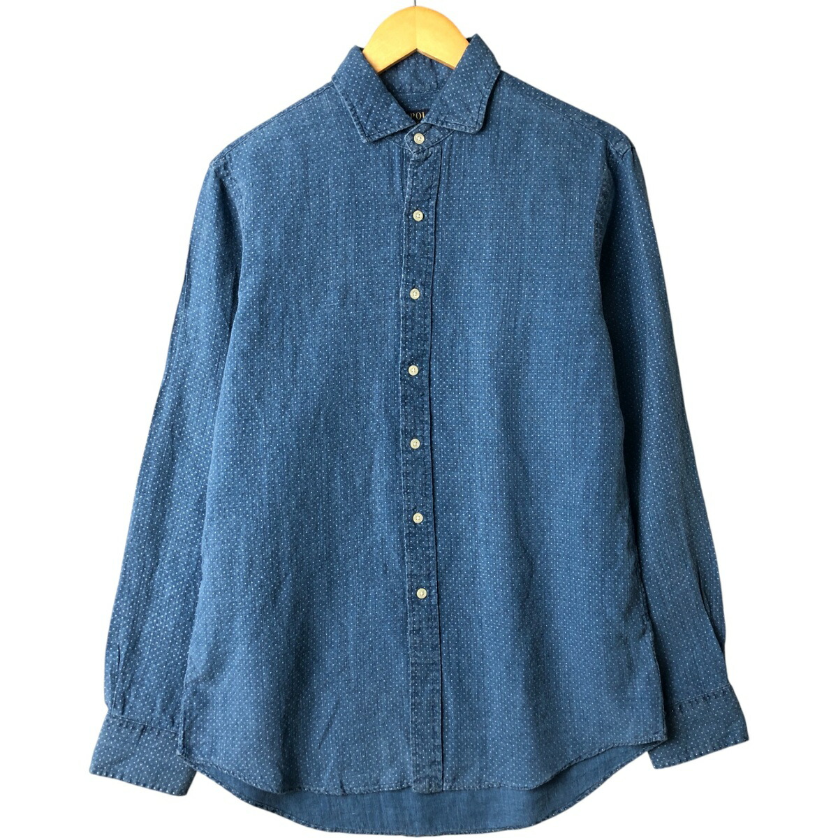 古着 ラルフローレン Ralph Lauren POLO RALPH LAUREN ドット柄 ワイドカラー 長袖 リネンシャツ メンズM相当 /eaa567272 【中古】 【250811】 【SS2603_10】