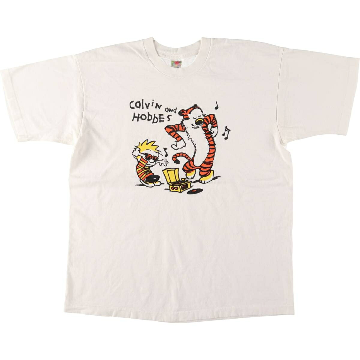 古着 90'S フルーツオブザルーム FRUIT OF THE LOOM CALVIN AND HOBBES カルビンとホッブス キャラクタープリントTシャツ メンズXL相当 /eaa567791 【中古】 【250723】