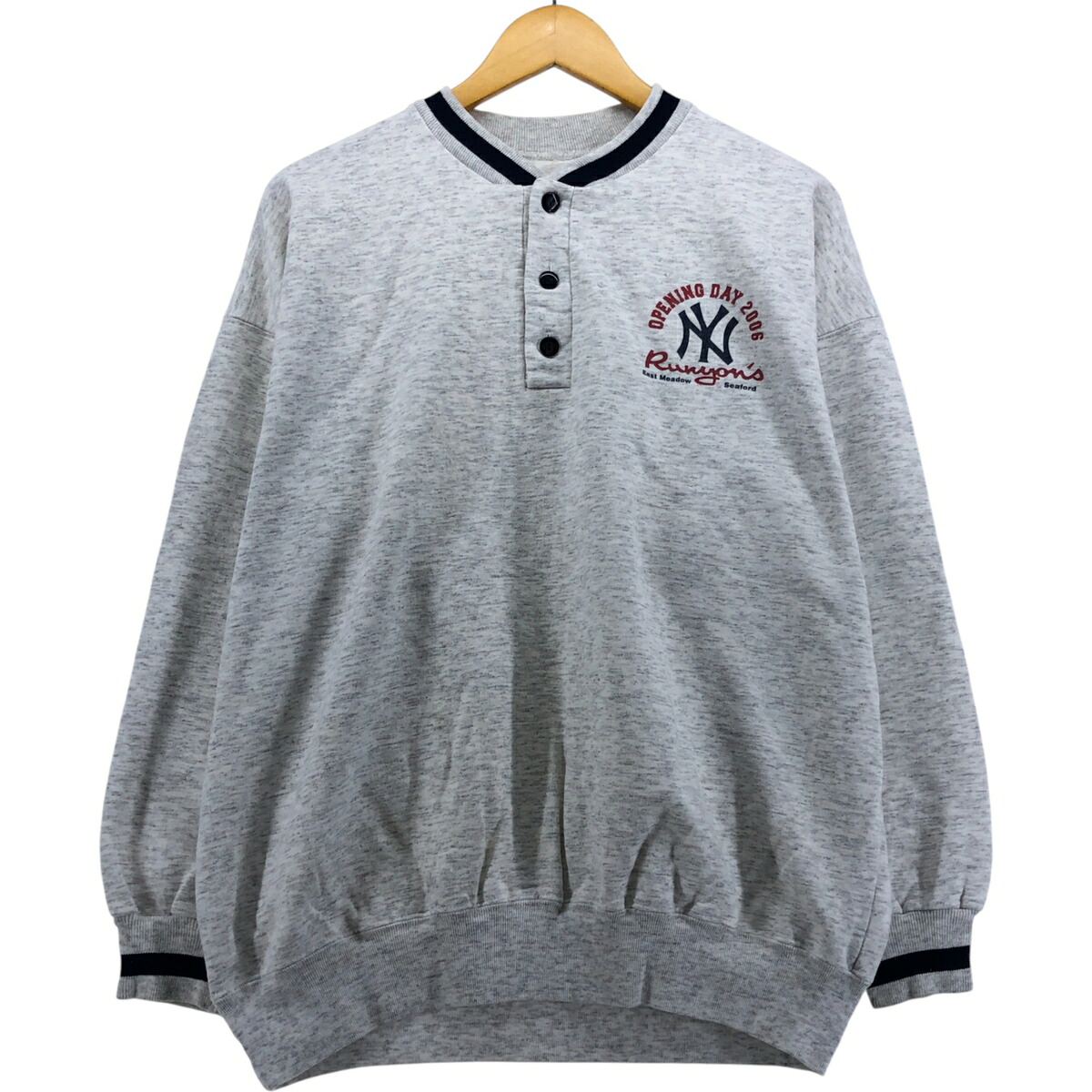 古着 00'S MLB NEW YORK YANKEES ニューヨークヤンキース ヘンリーネック ロゴスウェットシャツ トレーナー メンズL相当 /eaa570831 【中古】 【250729】 【SS2603_30】