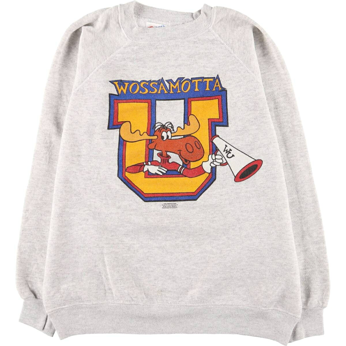 古着 90'S ヘインズ Hanes The Adventures of Rocky and Bullwinkle and Friends ロッキーとブルウィンクルの大冒険 キャラクタースウェットシャツ トレーナー USA製 メンズL相当 ヴィンテージ /eaa570860 【中古】 【250803】 【SS2603_30】