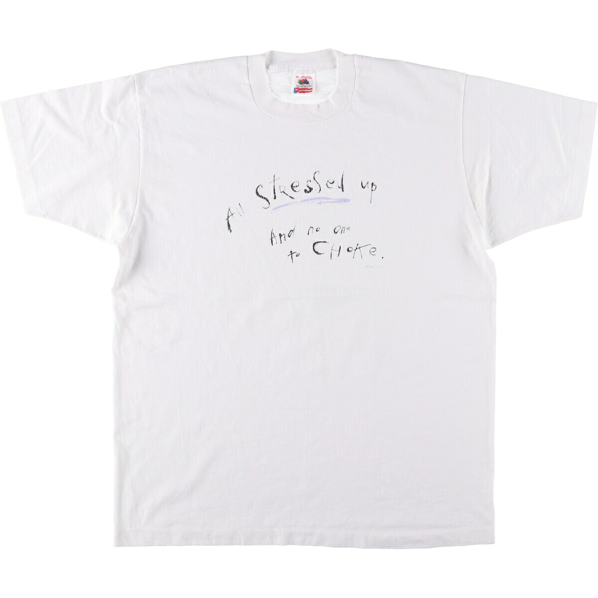 古着 90'S フルーツオブザルーム FRUIT OF THE LOOM メッセージプリントTシャツ USA製 メンズXL相当 ヴィンテージ /eaa570993 【中古】 【250804】 【SS2603_30】