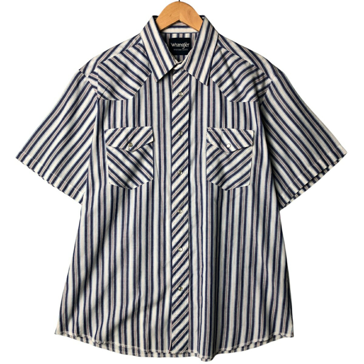 古着 90'S ラングラー Wrangler WESTERN SHIRTS ストライプ柄 半袖 ウエスタンシャツ メンズL相当 ヴィンテージ /eaa571354 【中古】 【250731】 【Elulu/エルル】