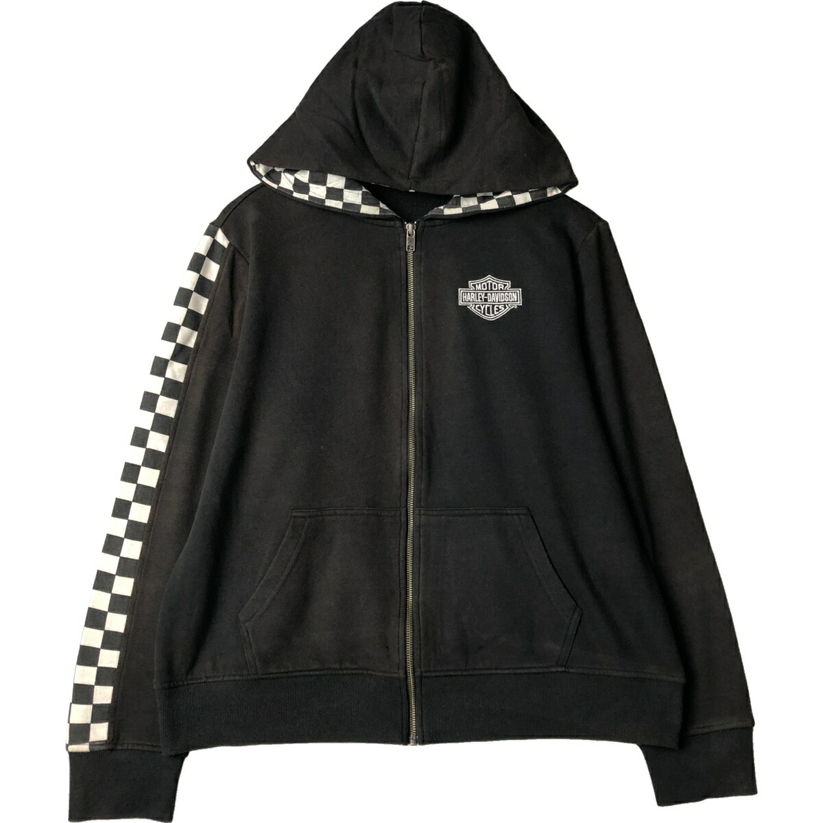 古着 ハーレーダビッドソン Harley-Davidson チェッカーフラッグ スウェットフルジップパーカー レディースXL相当 /eaa571910 【中古】 【251011】 【Elulu/エルル】