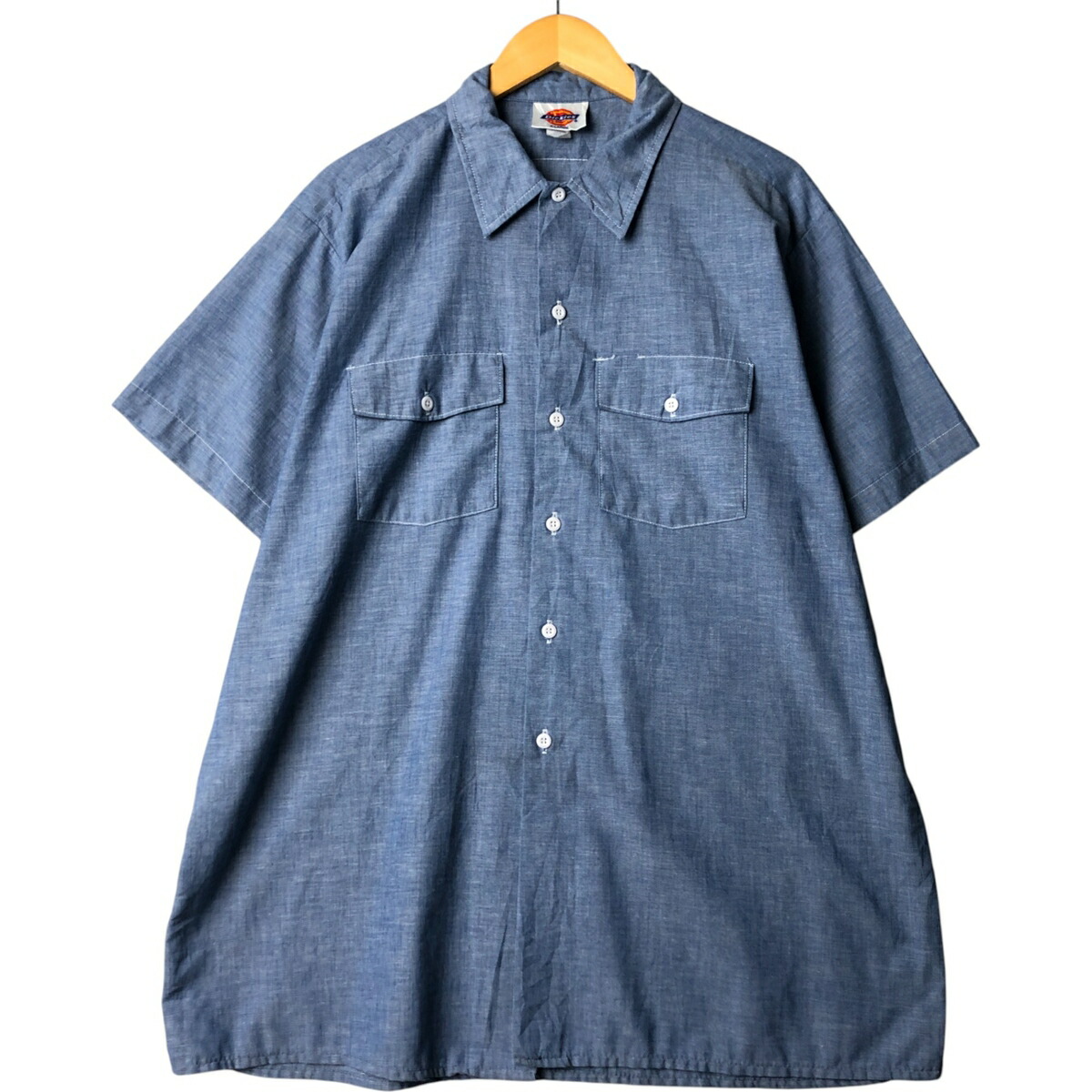 古着 90'S ディッキーズ Dickies 半袖 シャンブレーシャツ ボックスシャツ USA製 メンズXL相当 ヴィンテージ /eaa572348 【中古】 【250804】