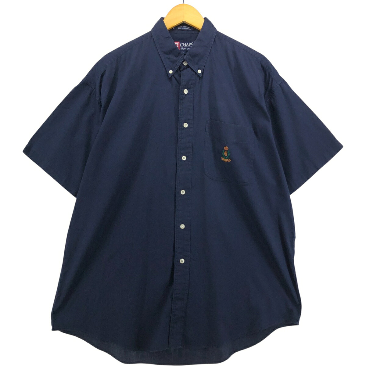 古着 90'S ラルフローレン Ralph Lauren CHAPS チャップス 半袖 ボタンダウンシャツ メンズL相当 ヴィンテージ /eaa574001 【中古】 【250802】