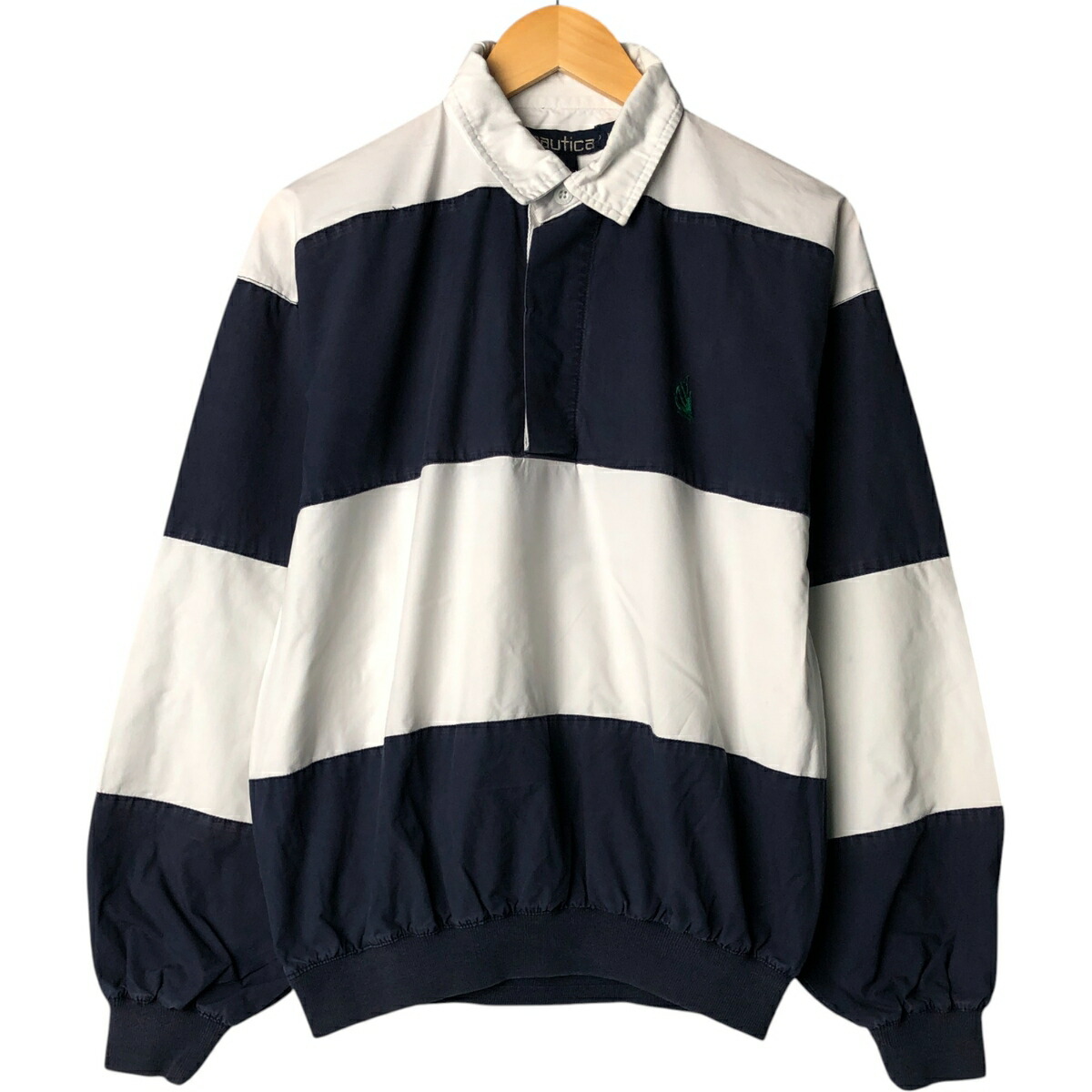 古着 90'S ノーティカ NAUTICA ボーダー柄 ハーフボタン 襟付き ウォームアッププルオーバー メンズL相当 ヴィンテージ /eaa576812 【中古】 【250822】 【SS2603_10】