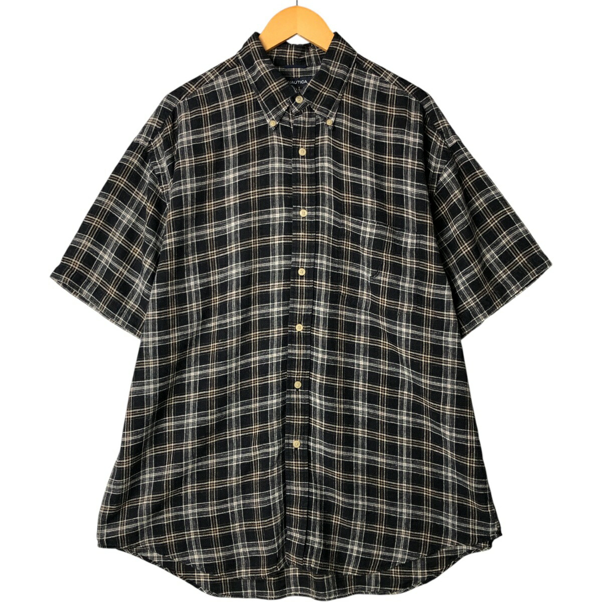 古着 00'S ノーティカ NAUTICA タータンチェック 半袖 テンセル×リネン ボタンダウンシャツ メンズXL相当 /eaa576953 【中古】 【250816】
