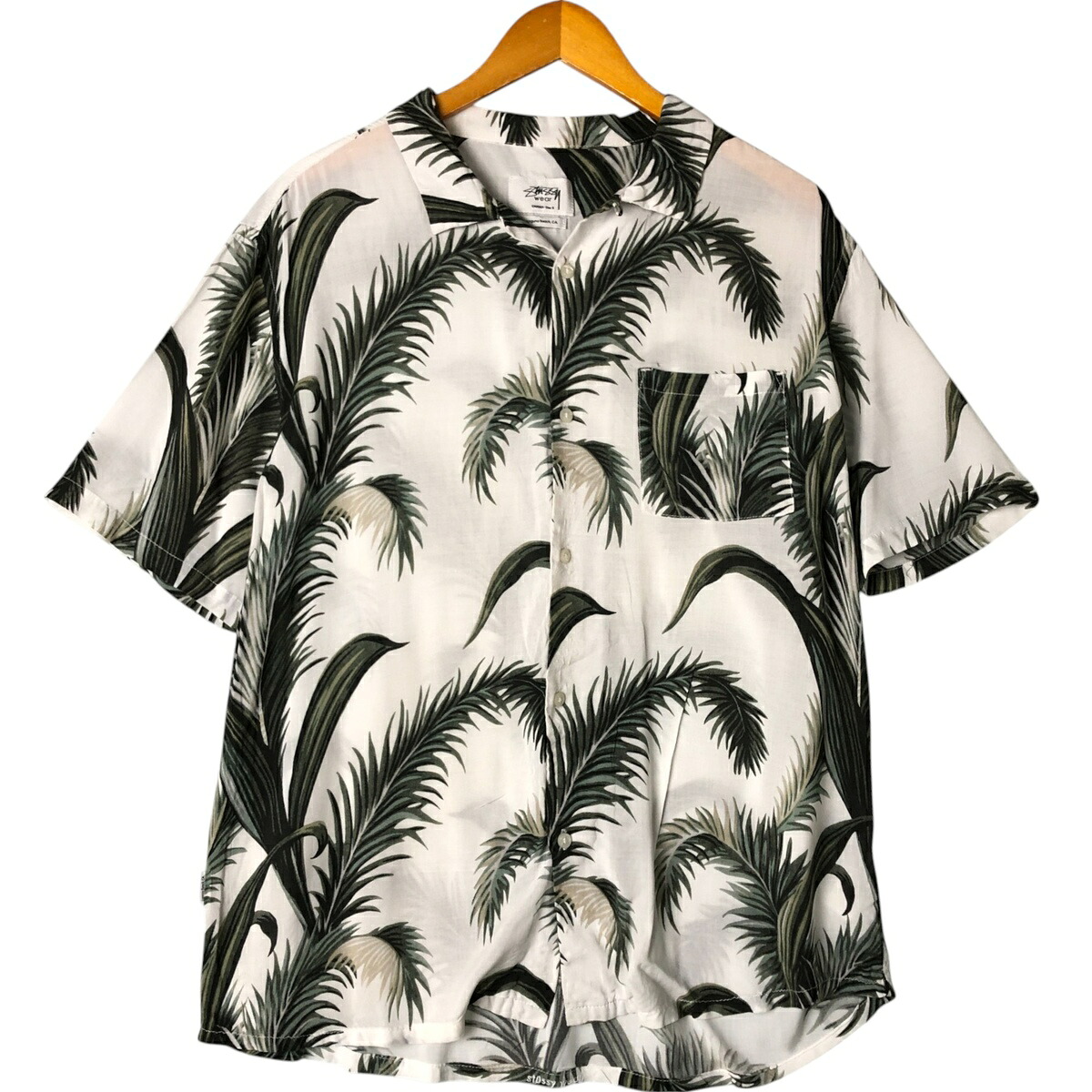 古着 ステューシー STUSSY 総柄 リーフ柄 オープンカラー レーヨン ハワイアンアロハシャツ ボックスシャツ メンズS相当 /eaa579452 【中古】 【250921】