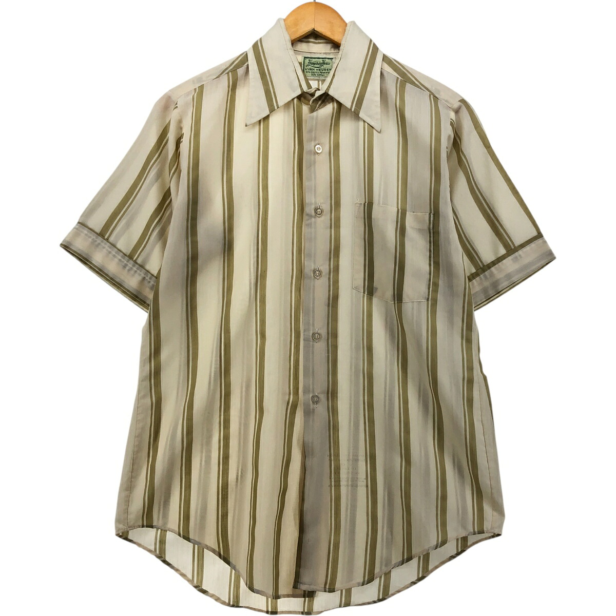 古着 ヴァンヒューゼン VAN HEUSEN Hampshire House ストライプ柄 半袖 ポリシャツ メンズM相当 /eaa580767 【中古】 【250826】