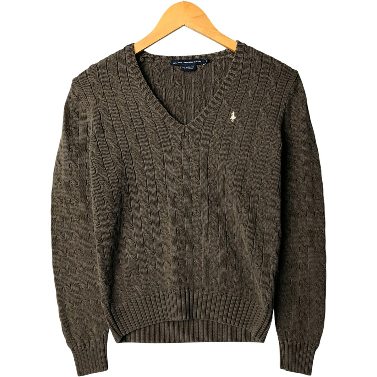 古着 ラルフローレン Ralph Lauren RALPH LAUREN SPORT ケーブル編み Vネック コットンニットセーター レディースM相当 /eaa581294 【中古】 【250913】 【ADEL/アデル】 【SS2603_10】