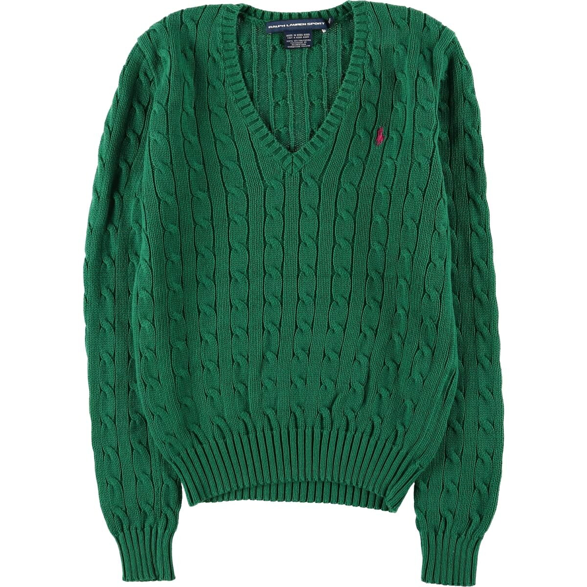 古着 ラルフローレン Ralph Lauren RALPH LAUREN SPORT ケーブル編み Vネック コットンニットセーター レディースS相当 /eaa583148 【中古】 【250922】 【Elulu/エルル】 【SS2603_10】