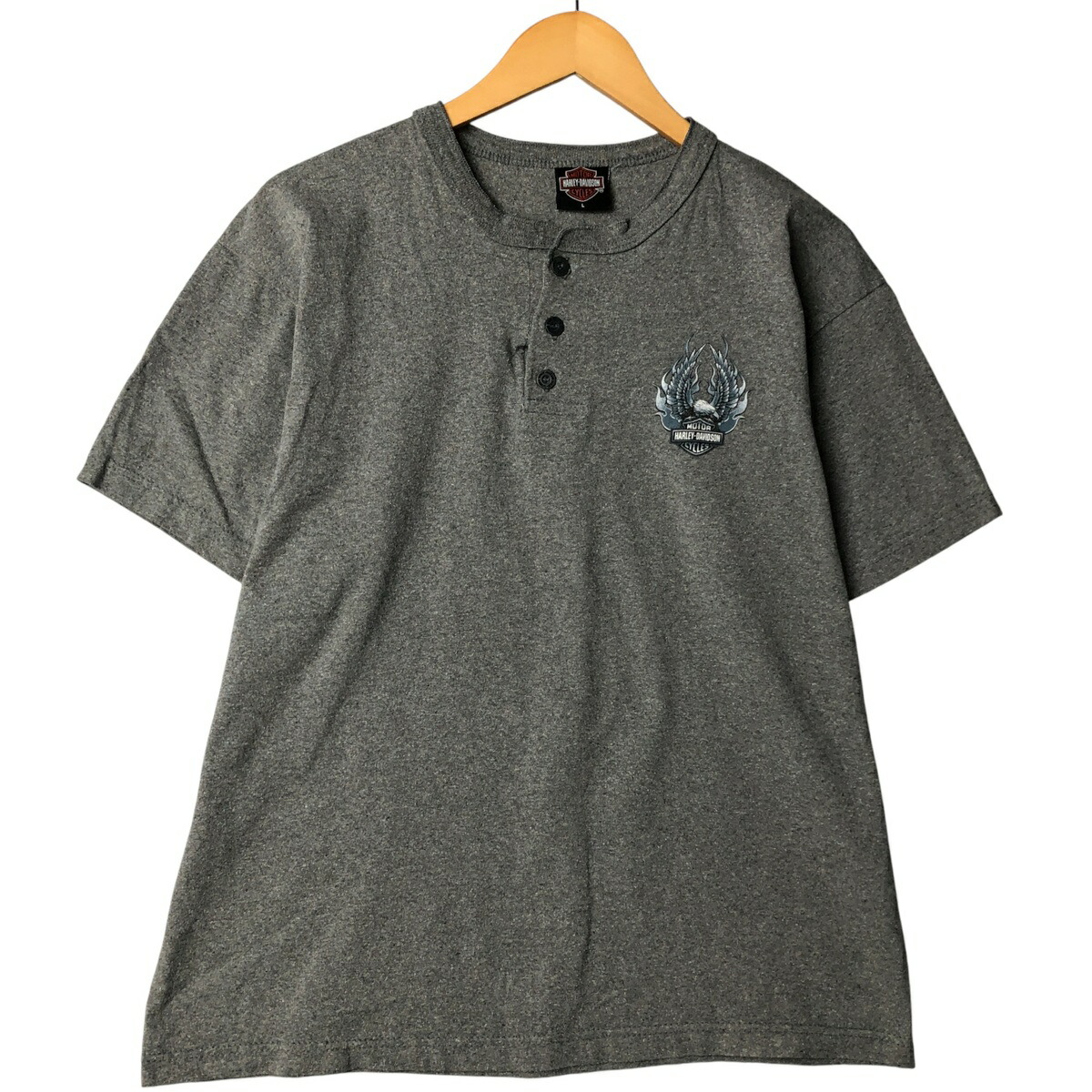 古着 ~00'S Harley-Davidson 鷲柄 イーグル柄 ファイヤーパターン ヘンリーネック モーターサイクル バイクTシャツ メンズL相当 /eaa583272 【中古】 【250929】
