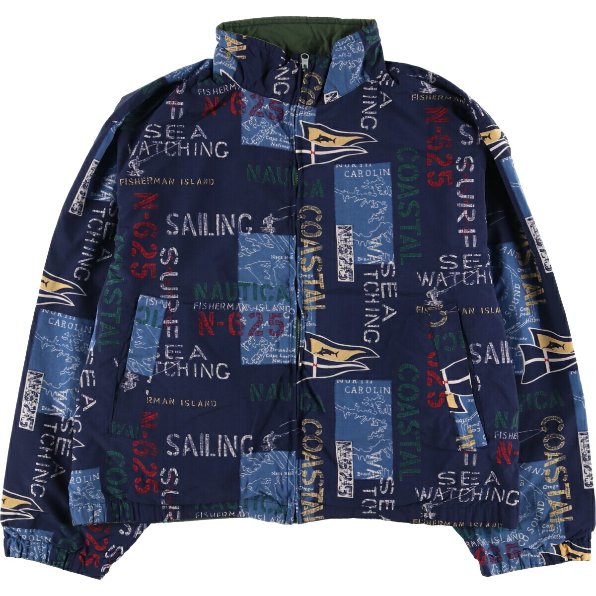 古着 90'S ノーティカ NAUTICA 総柄 リバーシブル ジップアップジャケット メンズXL相当 ヴィンテージ /eaa584495 【中古】 【250927】 【SS2603_10】