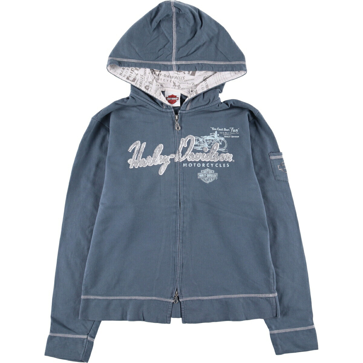 古着 00'S ハーレーダビッドソン Harley-Davidson ラインストーン付き スウェットフルジップパーカー レディースM相当 /eaa588808 【中古】 【251011】 【Elulu/エルル】