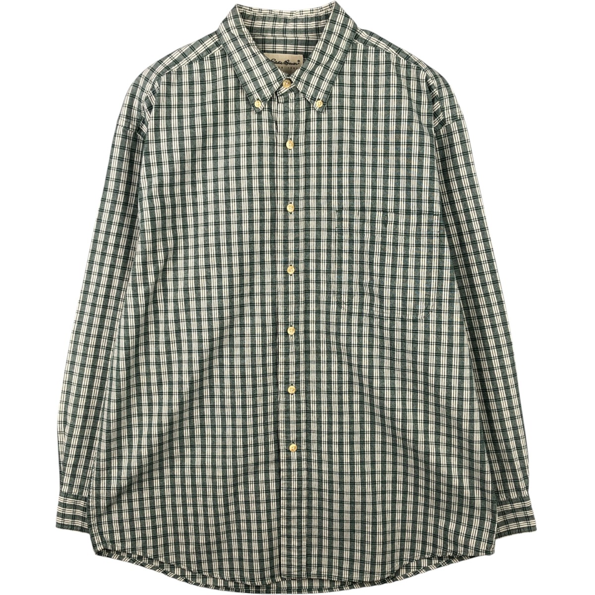 古着 エディーバウアー Eddie Bauer 長袖 ボタンダウンチェックシャツ メンズL相当 /eaa589154 【中古】 【251017】 【NH-2508】 【SS2603_10】 グリーン系 春夏秋冬