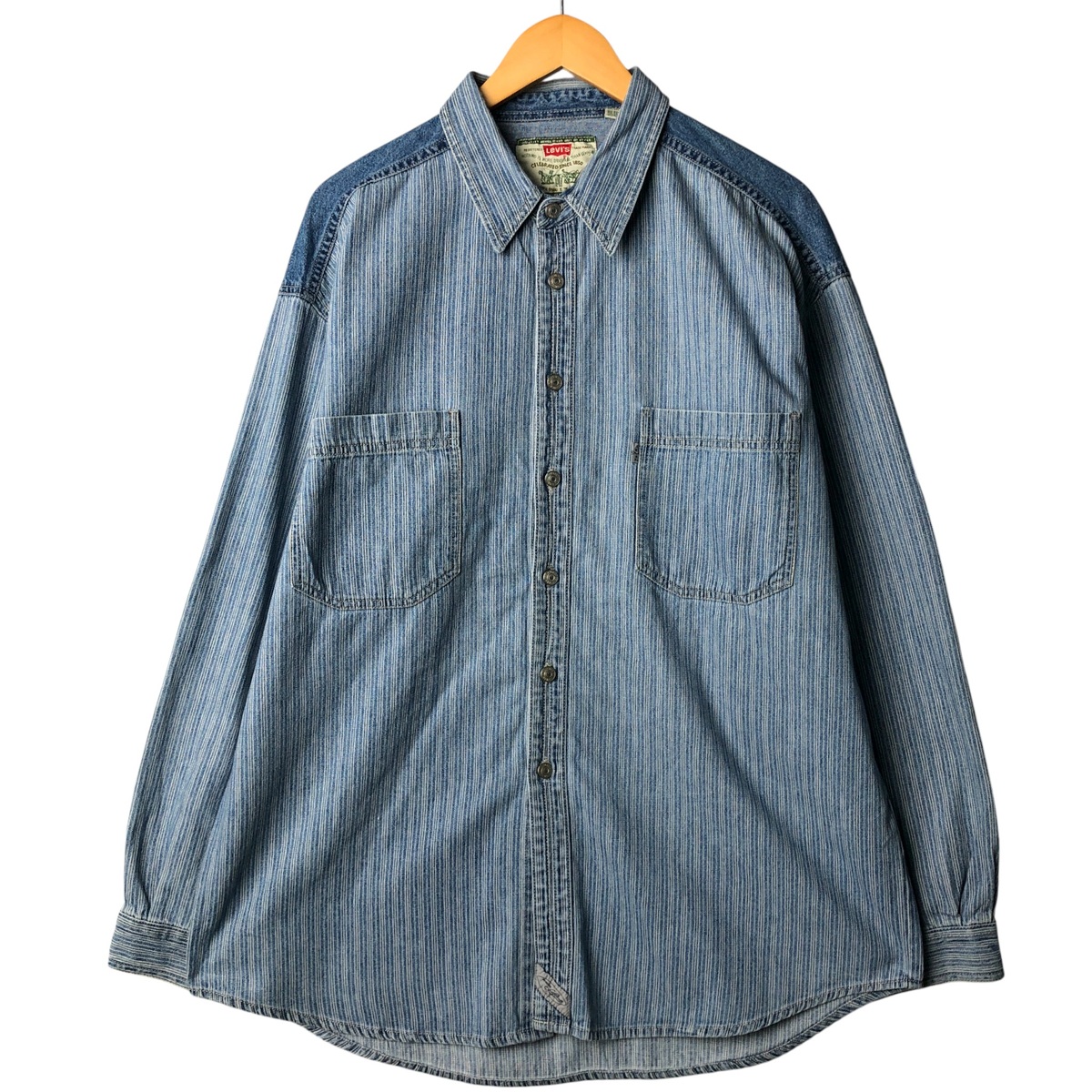 古着 00'S リーバイス Levi's ストライプ柄 長袖 デニムシャツ メンズXL相当 /eaa590961 【中古】 【251108】