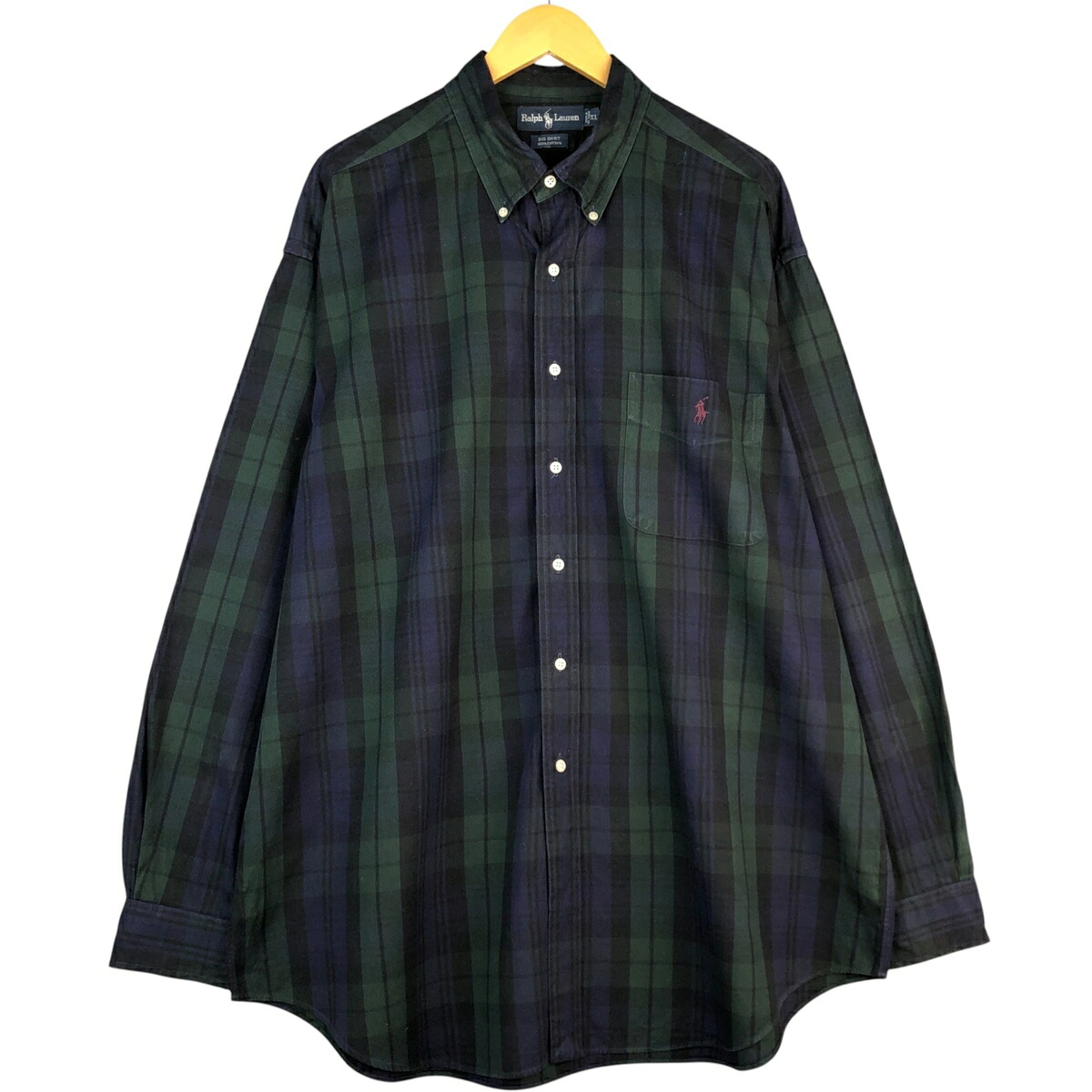 古着 ラルフローレン Ralph Lauren BIG SHIRT ブラックウォッチチェック 半袖 ボタンダウン チェックシャツ メンズXL相当 /eaa591103 【中古】 【251018】