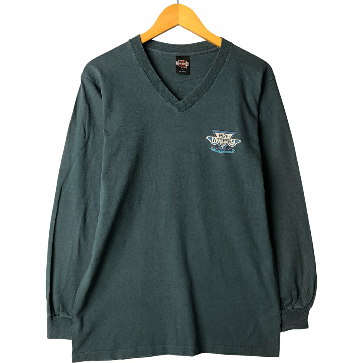 古着 90'S ハーレーダビッドソン Harley-Davidson Vネック モーターサイクル ロングTシャツ ロンT USA製 メンズM相当 ヴィンテージ /eaa591546 【中古】 【251027】