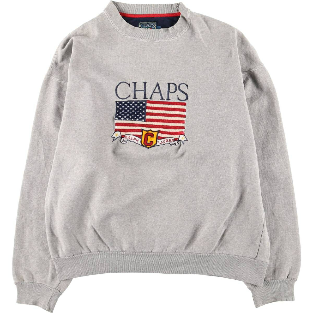 古着 80'S ラルフローレン Ralph Lauren CHAPS チャップス 星条旗柄 スウェットシャツ トレーナー メンズL相当 ヴィンテージ /eaa591594 【中古】 【251103】 グレー系 春夏秋冬
