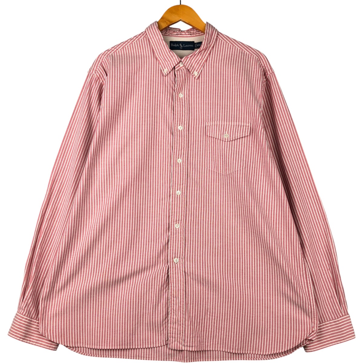 古着 ラルフローレン Ralph Lauren 長袖 ボタンダウンストライプシャツ メンズXXL相当 /eaa591760 【中古】 【251019】 レッド系 春夏秋冬