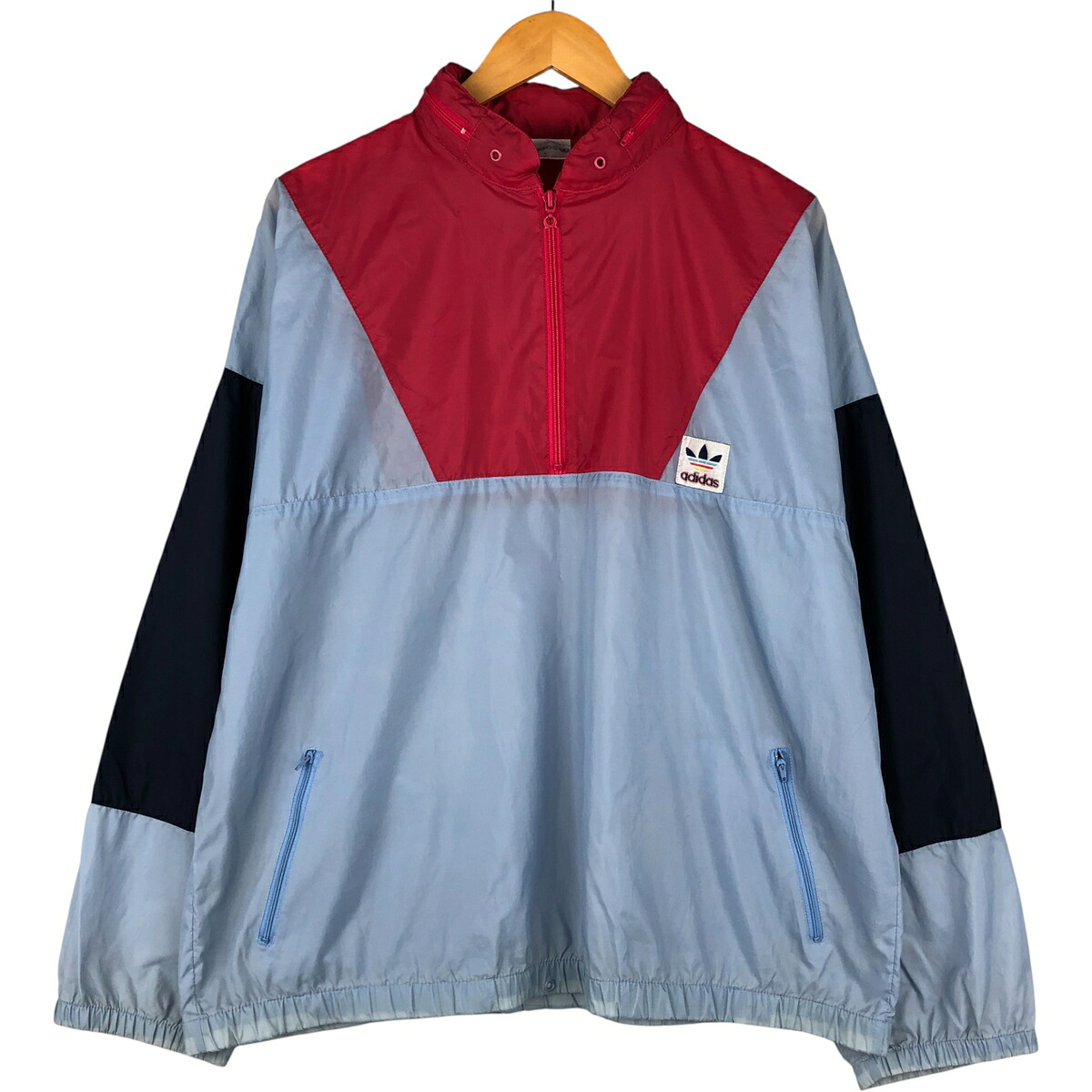 古着 80'S アディダス adidas トレフォイルロゴ ハーフジップ ウォームアッププルオーバー メンズL相当 ヴィンテージ /eaa593643 【中古】 【251115】 【SS2603_10】 ブルー系 春秋冬