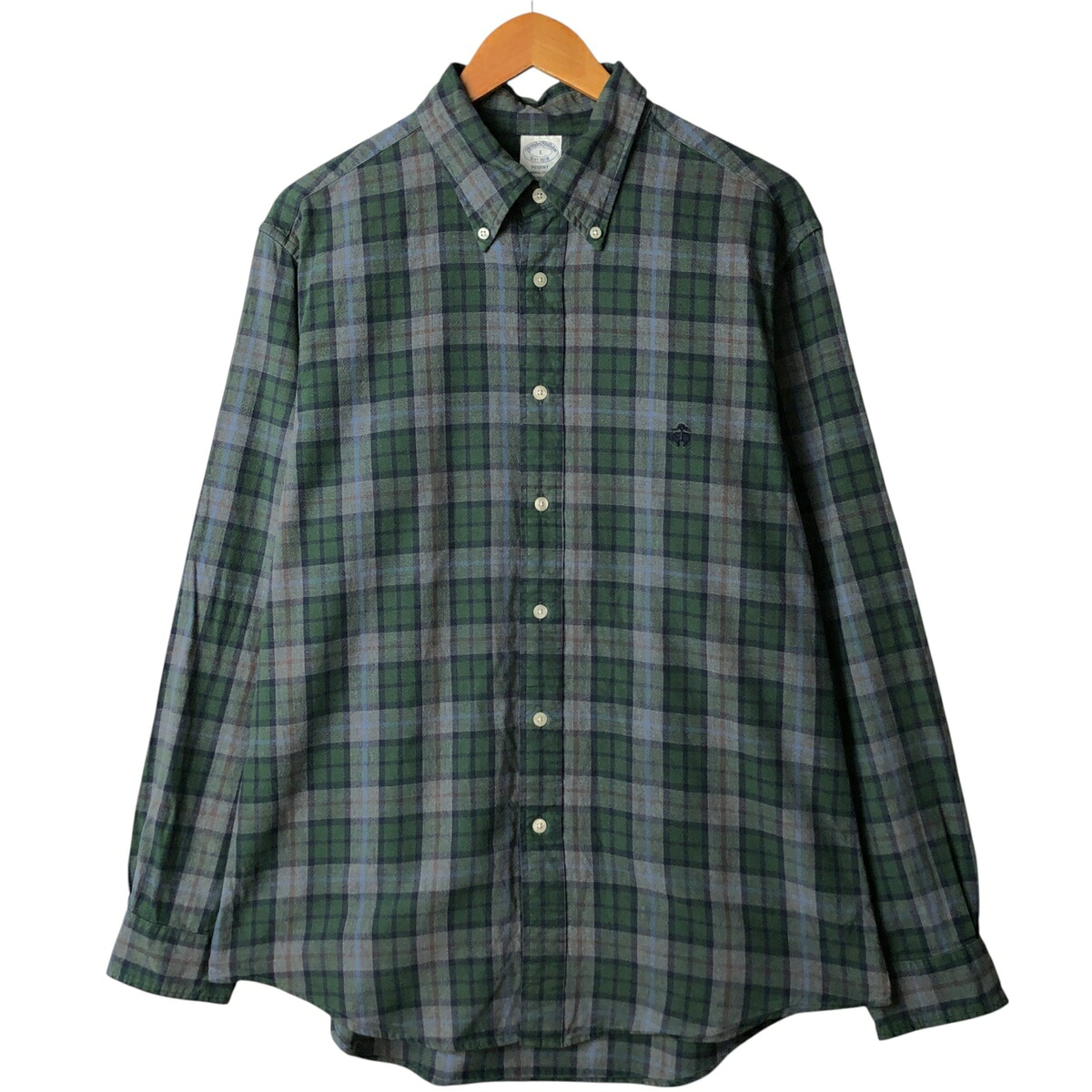 古着 ブルックスブラザーズ Brooks Brothers Est.1818 長袖 ボタンダウンチェックシャツ メンズL相当 /eaa594542 【中古】 【251018】 【SS2603_10】 グリーン系 春夏秋冬