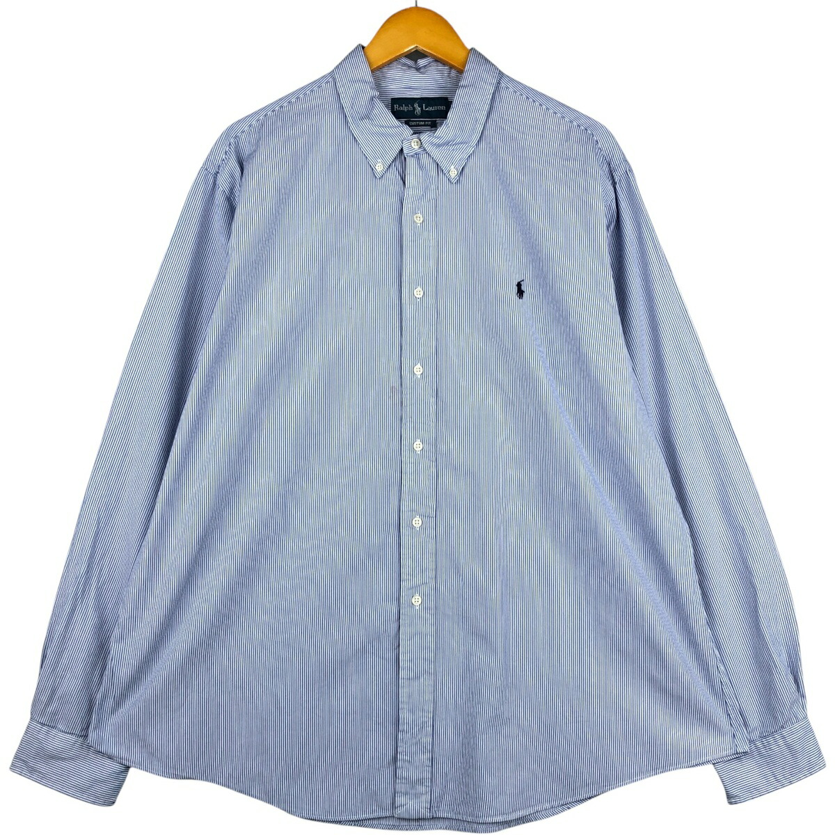 古着 ラルフローレン Ralph Lauren CUSTOM FIT 長袖 ボタンダウンストライプシャツ メンズXXL相当 /eaa594551 【中古】 【251017】