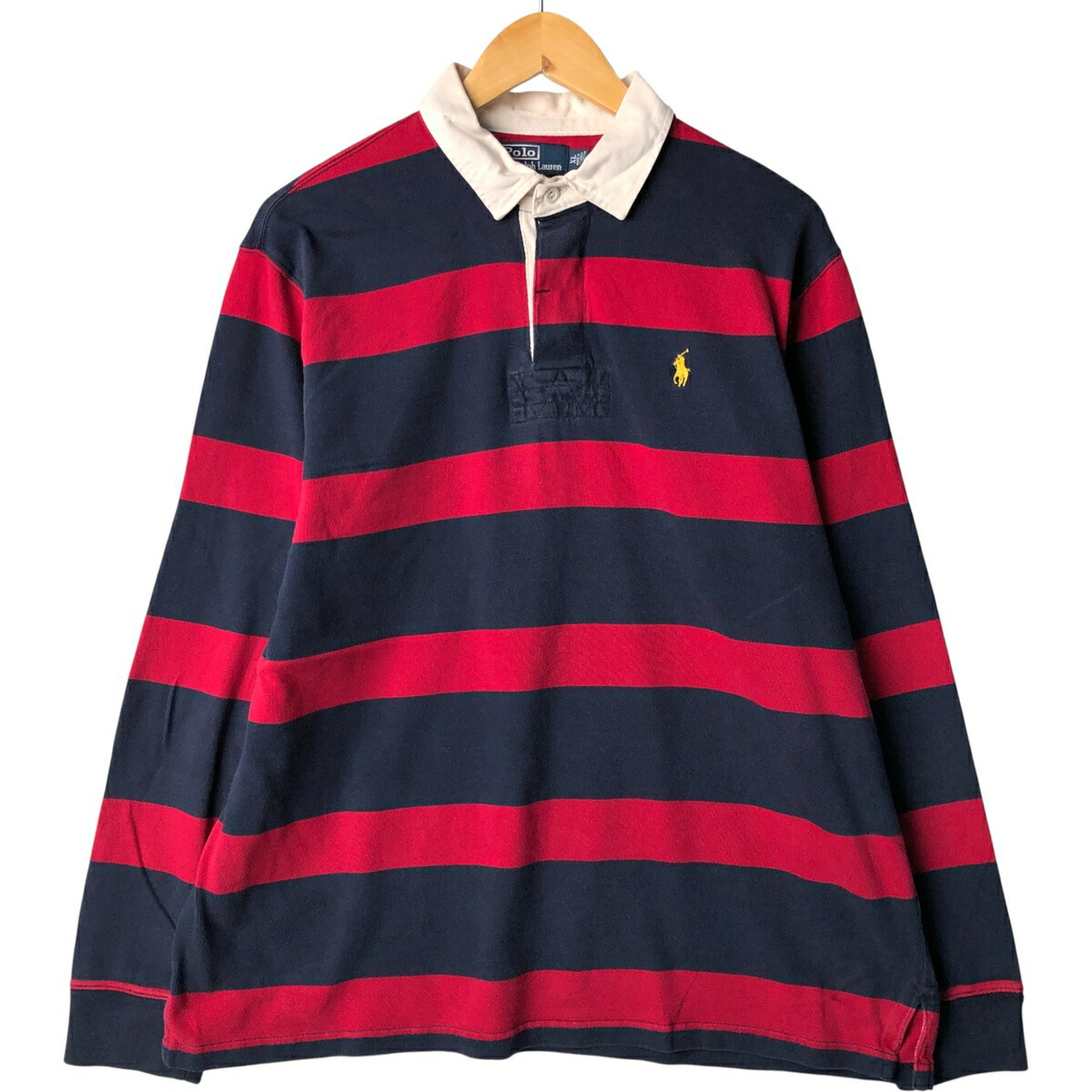 古着 ラルフローレン Ralph Lauren POLO by Ralph Lauren CUSTOM FIT ボーダー柄 長袖 ラガーシャツ メンズXL相当 /eaa594603 【中古】 【251024】 【SS2603_10】
