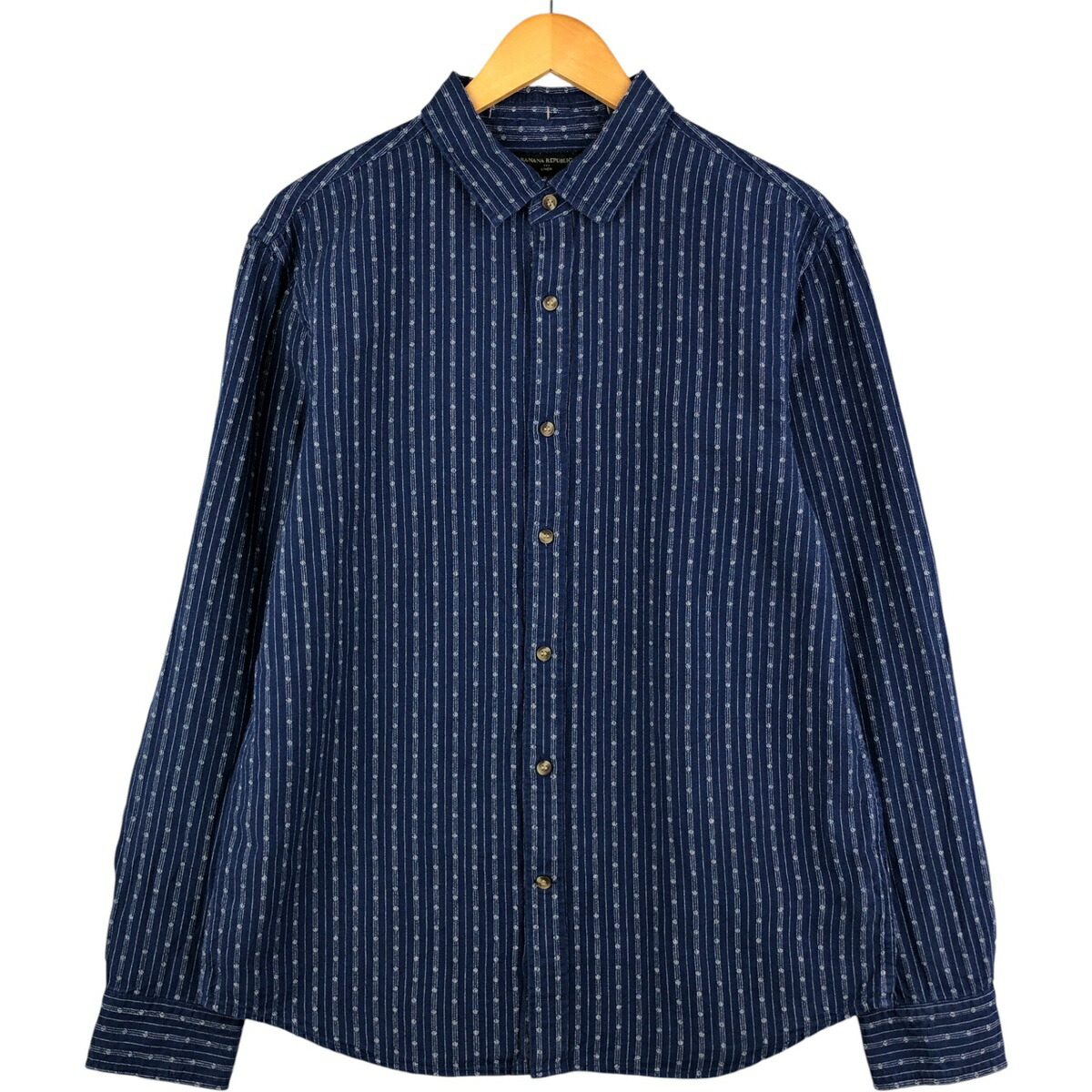 古着 バナナリパブリック BANANA REPUBLIC UNTUCKED FIT ストライプ柄 長袖 リネンシャツ メンズM相当 /eaa594708 【中古】 【251021】 【SS2603_10】 ブルー系 春夏秋冬