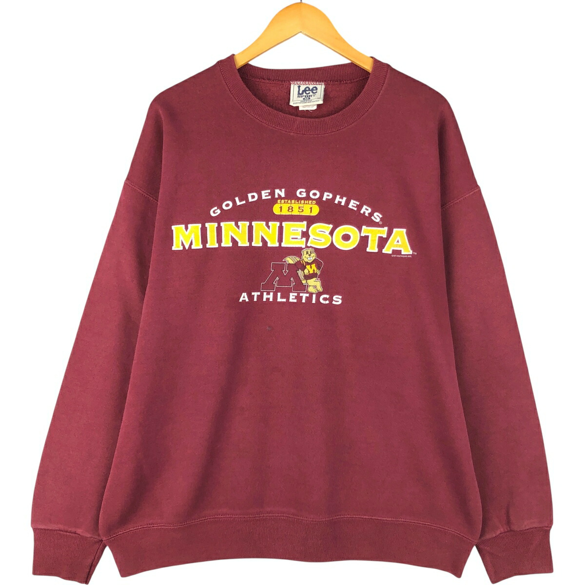 古着 90'S リー Lee SPORT MINNESOTA ミネソタ大学 3連プリント カレッジ キャラクタースウェットシャツ トレーナー USA製 メンズXL相当 ヴィンテージ /eaa596017 【中古】 【251208】