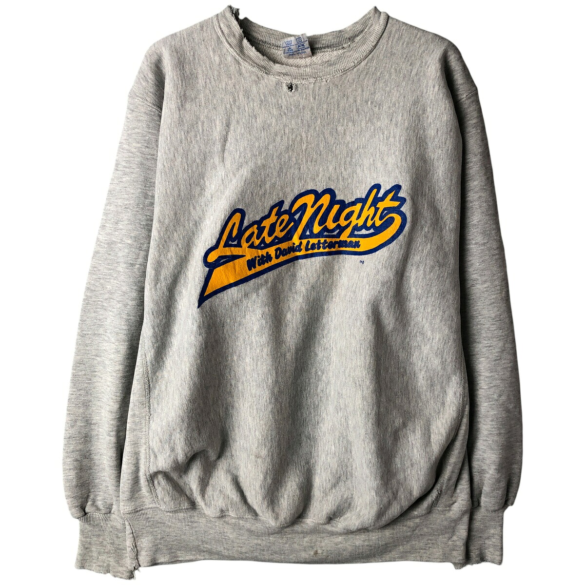 古着 90'S MVP Late Show with David Letterman プリントスウェットシャツ トレーナー USA製 メンズL相当 ヴィンテージ /eaa596356 【中古】 【251222】 【NH-2508】 グレー系 春夏秋冬 9,460円