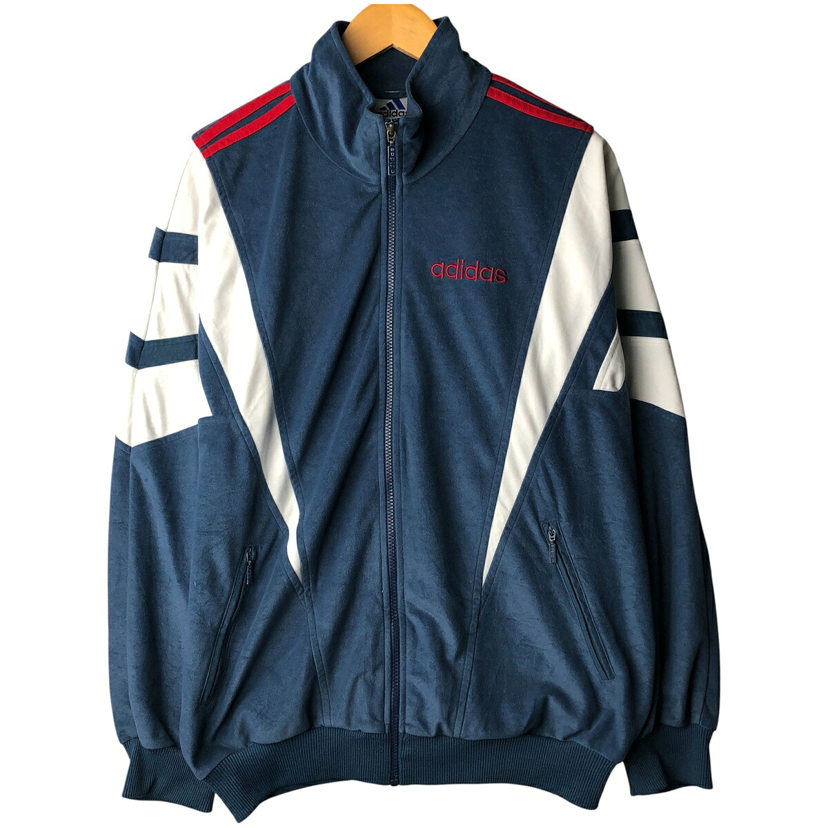 古着 90'S アディダス adidas ベロアジャージ トラックジャケット メンズM相当 ヴィンテージ /eaa597356 【中古】 【251214】 【SS2603_10】 ネイビー系 春秋冬