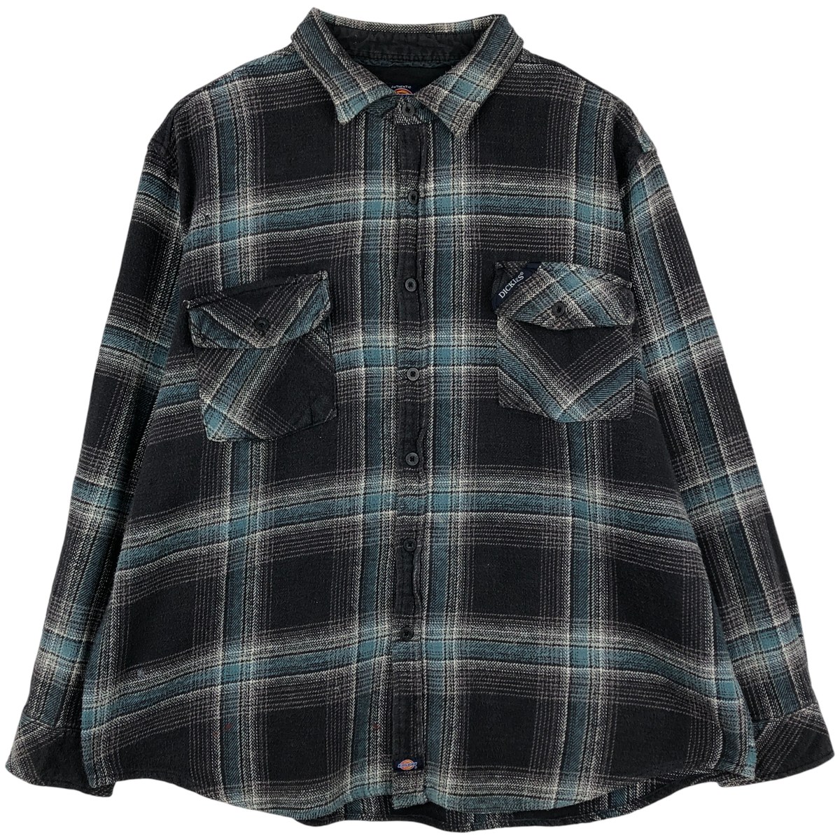 古着 ディッキーズ Dickies 長袖 フランネルチェックシャツ メンズXXL相当 /eaa597622 【中古】 【251214】 【CF2512】 【NH-2508】 ブラック系 春夏秋冬