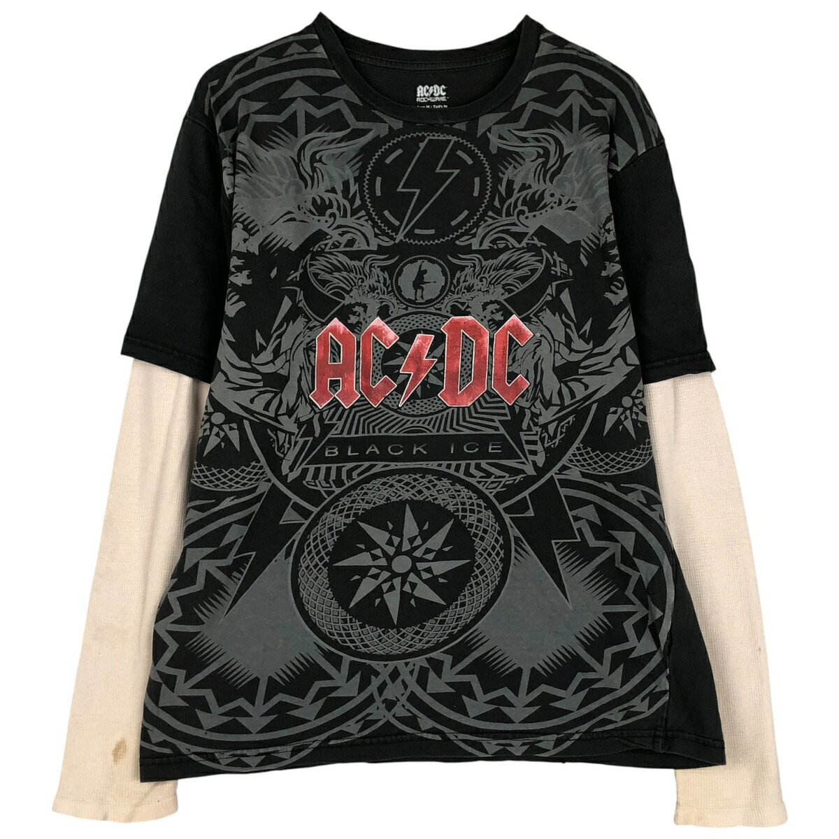 古着 AC/DC BLACK ICE エーシーディーシー ブラックアイス 総柄 大判プリント メタル ロンT バンドTシャツ バンT メンズM相当 /eaa598022 【中古】 【251214】 【NH-2508】