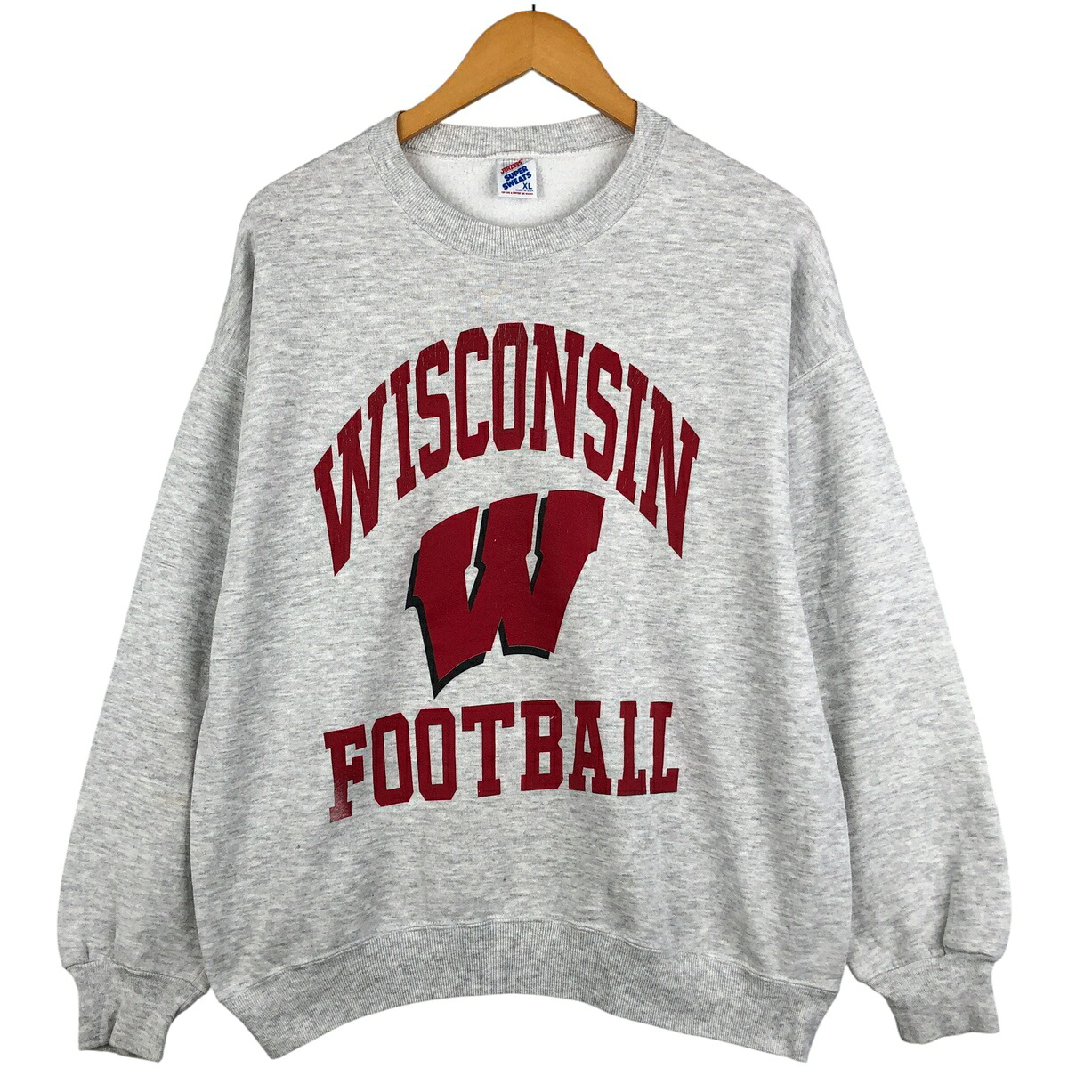 古着 80~90'S ジャージーズ Jerzees SUPER SWEATS WISCONSIN ウィスコンシン大学 3連プリント カレッジスウェットシャツ トレーナー USA製 メンズXL相当 ヴィンテージ /eaa598700 【中古】 【251216】