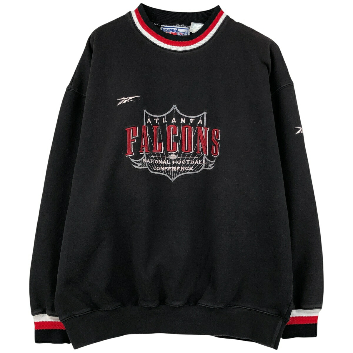 古着 90'S リーボック Reebok NFL ATLANTA FALCONS アトランタファルコンズ スウェットシャツ トレーナー メンズL相当 ヴィンテージ /eaa598765 【中古】 【251223】 【NH-2508】 ブラック系 春夏秋冬