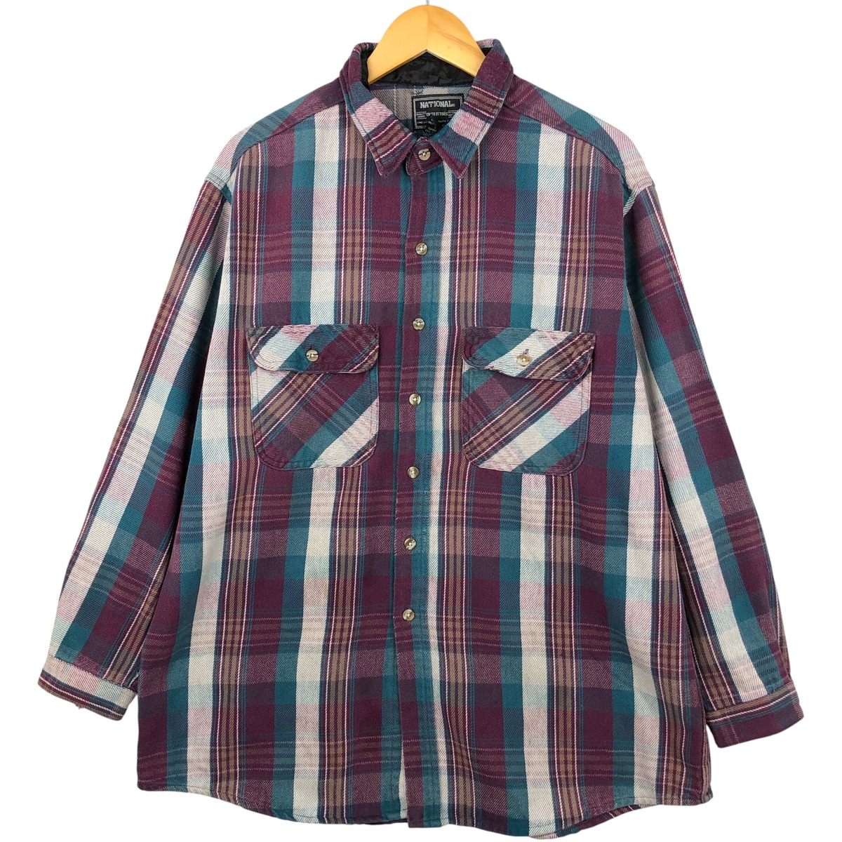 古着 NATIONAL OUTFITTERS 長袖 フランネルチェックシャツ メンズXL相当 /eaa599479 【中古】 【251220】 【CF2512】 レッド系 春夏秋冬