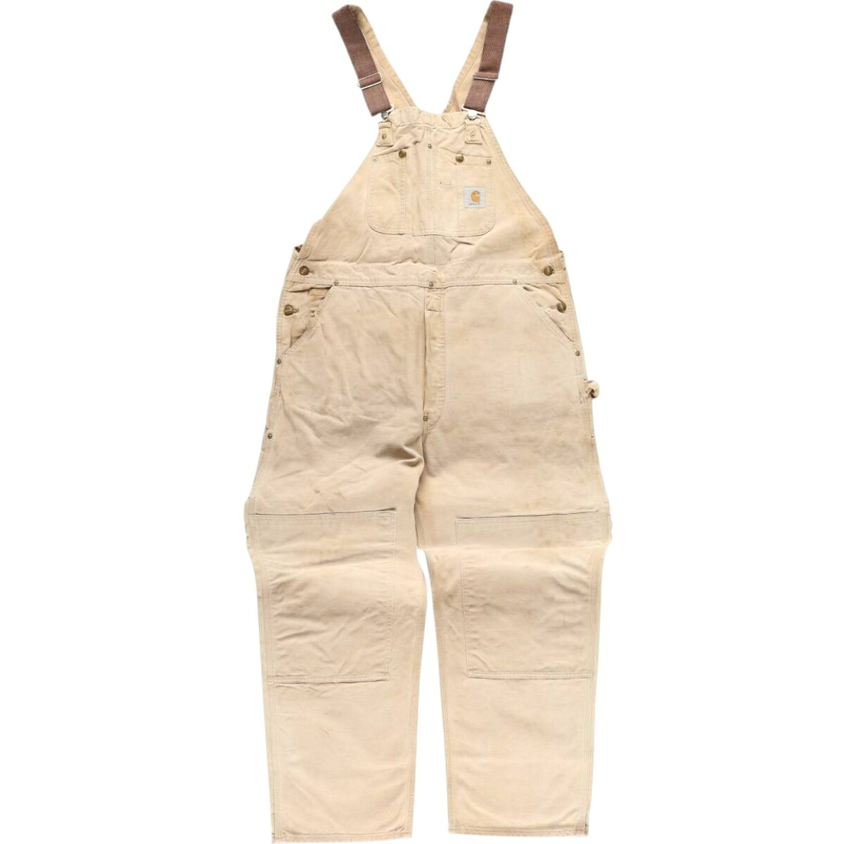古着 カーハート Carhartt ダブルニー ダック オーバーオール メンズw39相当 /eaa599503 【中古】 【251222】 ベージュ系 春夏秋冬