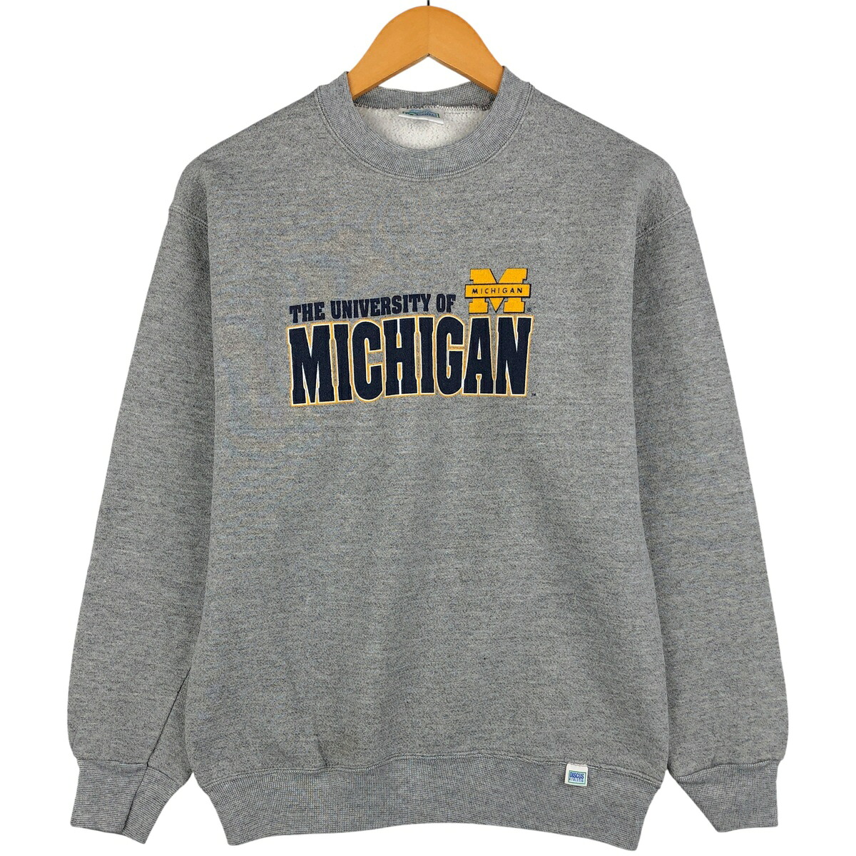 古着 90'S ディスカスアスレチック DISCUS ATHELETIC MICHIGAN ミシガン大学 カレッジスウェットシャツ トレーナー USA製 メンズM相当 ヴィンテージ /eaa599794 【中古】 【251218】 グレー系 春夏秋冬