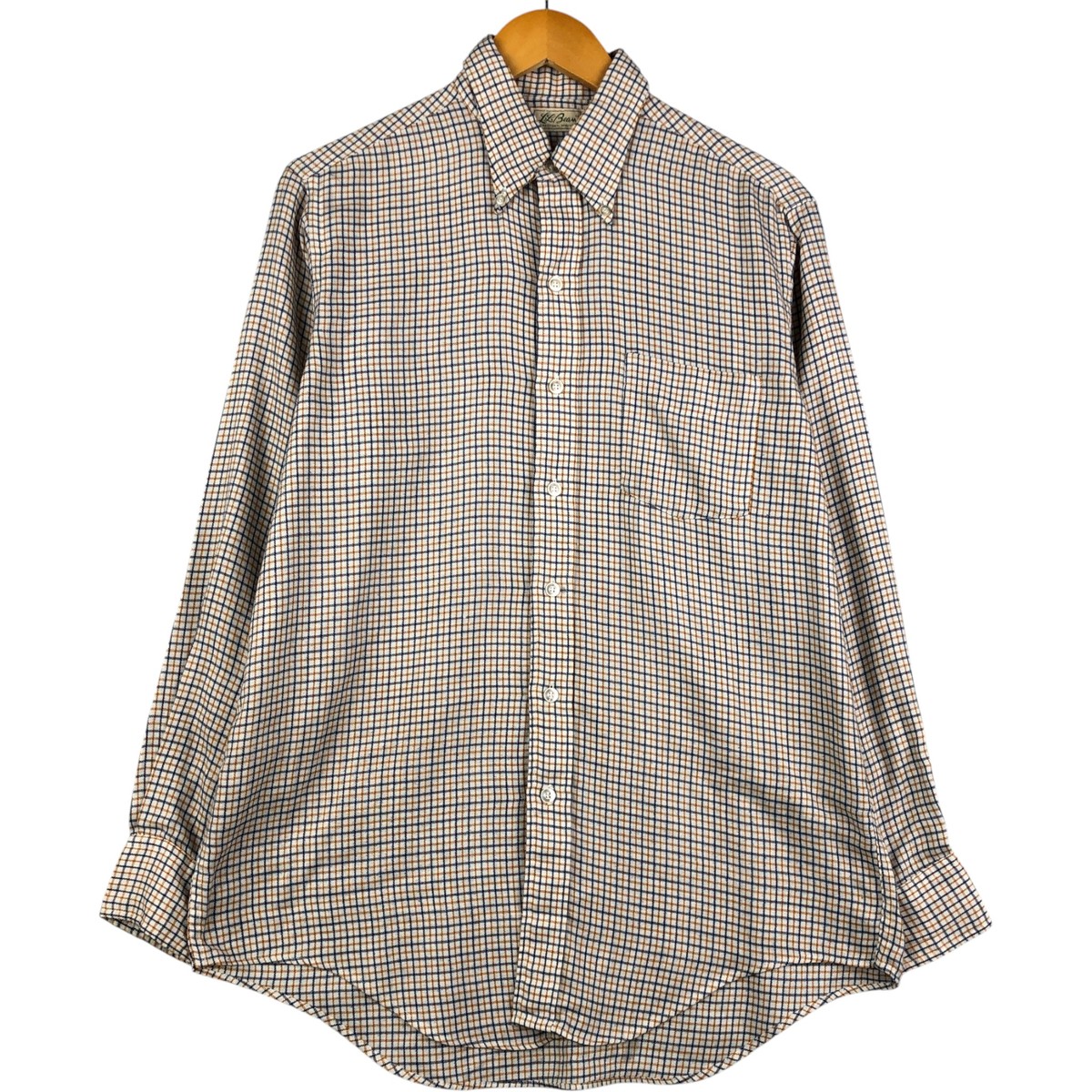 古着 70'S エルエルビーン L.L.Bean 筆記体白タグ 長袖 ボタンダウン ライトネルチェックシャツ メンズM相当 ヴィンテージ /eaa600174 【中古】 【251116】 ホワイト系 春夏秋冬