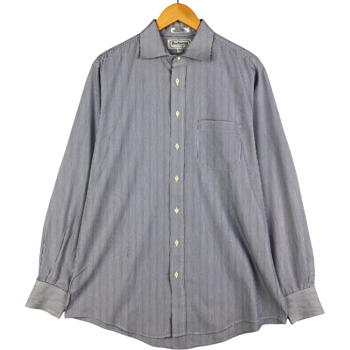 古着 バーバリー Burberry's BURBERRYS OF LONDON ワイドカラー 長袖 コットンストライプシャツ USA製 メンズL相当 /eaa600565 【中古】 【251117】