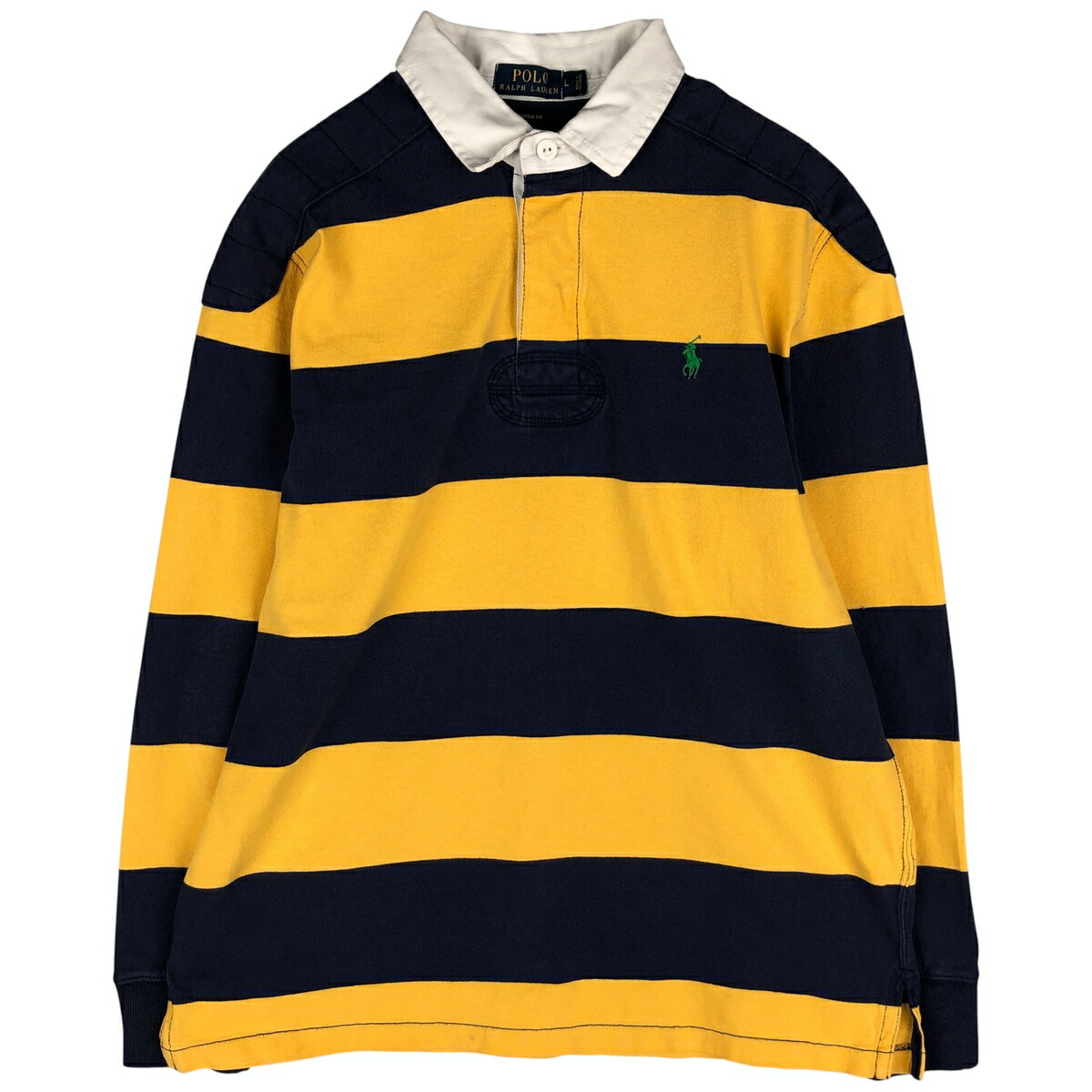 古着 ラルフローレン Ralph Lauren POLO RALPH LAUREN CUSTOM FIT ボーダー柄 長袖 ラガーシャツ メンズL相当 /eaa601147 【中古】 【251126】 【NH-2508】