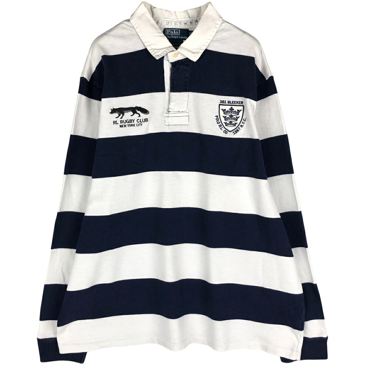 古着 ラルフローレン Ralph Lauren POLO by Ralph Lauren CUSTOM FIT ボーダー柄 長袖 ラガーシャツ 中国製 メンズXXL相当 /eaa601149 【中古】 【251125】 【NH-2508】