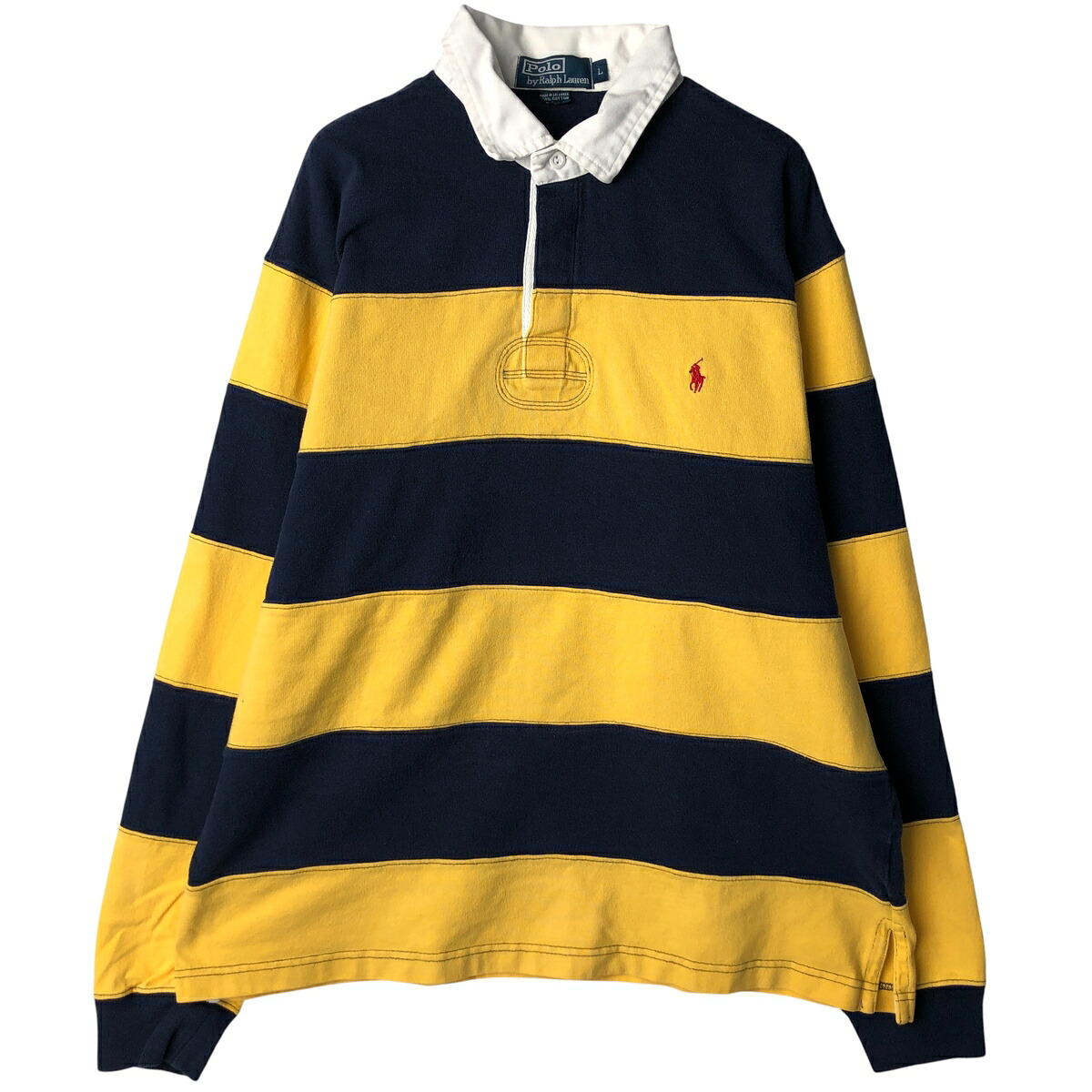 古着 ラルフローレン Ralph Lauren POLO by Ralph Lauren ボーダー柄 長袖 ラガーシャツ メンズL相当 /eaa601398 【中古】 【251225】 【NH-2508】