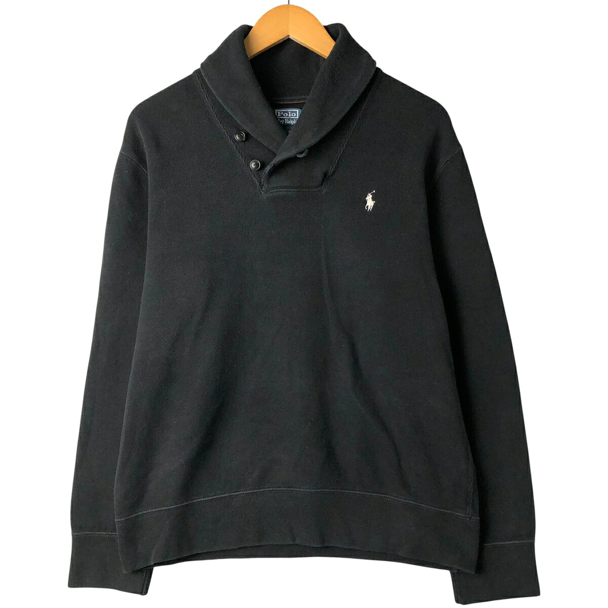 古着 ラルフローレン Ralph Lauren POLO by Ralph Lauren ショールカラー ワンポイントロゴスウェットシャツ トレーナー メンズL相当 /eaa602783 【中古】 【251207】 【NH-2508】 ブラック系 春夏秋冬