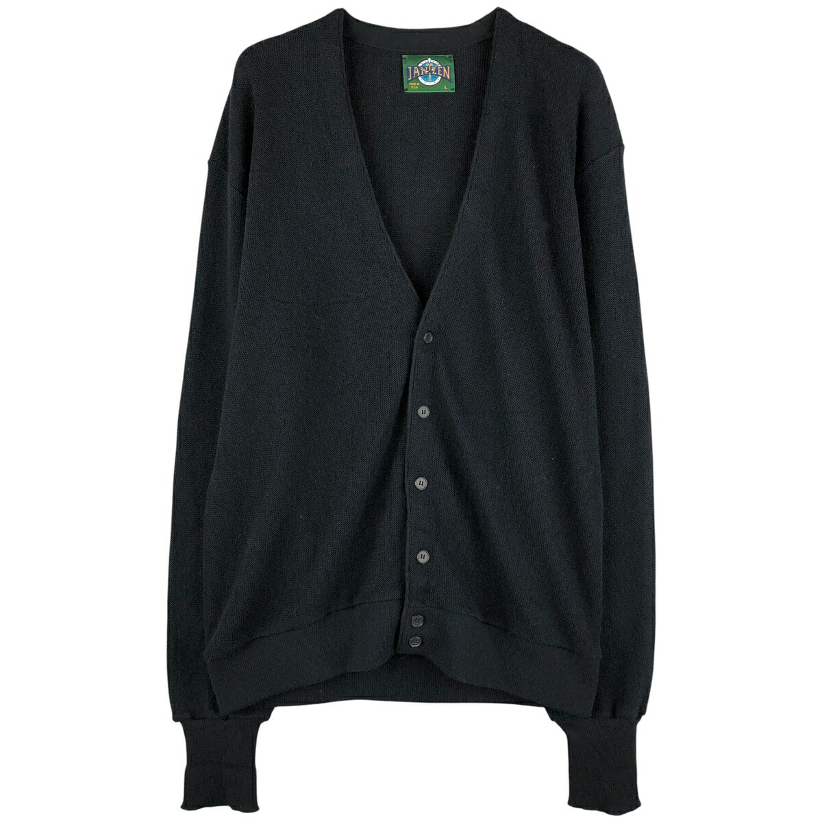 80s USA製 Jantzen カーディガン L ジャンセン ブラック 黒 POST JUNK / 80's JANTZEN USA製 ブラック アクリルカーディガン [L]