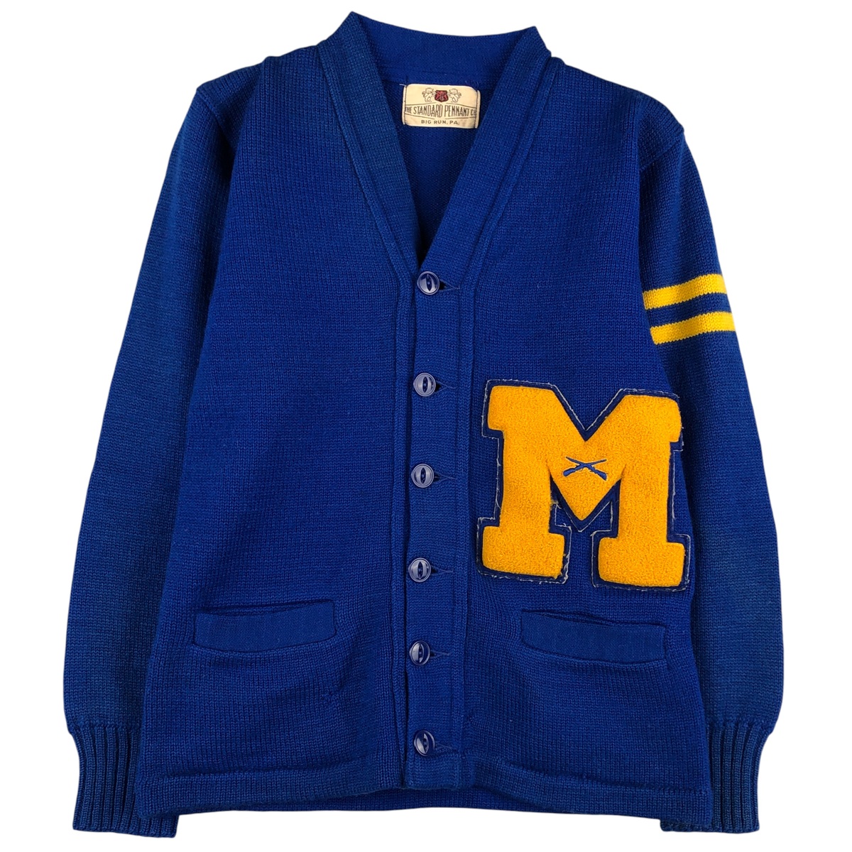 古着 70~80\'S THE STANDARD PENNANT CO. アクリルレタードニットカーディガン レディースXS相当 ヴィンテージ /eaa603107 【中古】 【251204】 【Elulu/エルル】 【NH-2508】