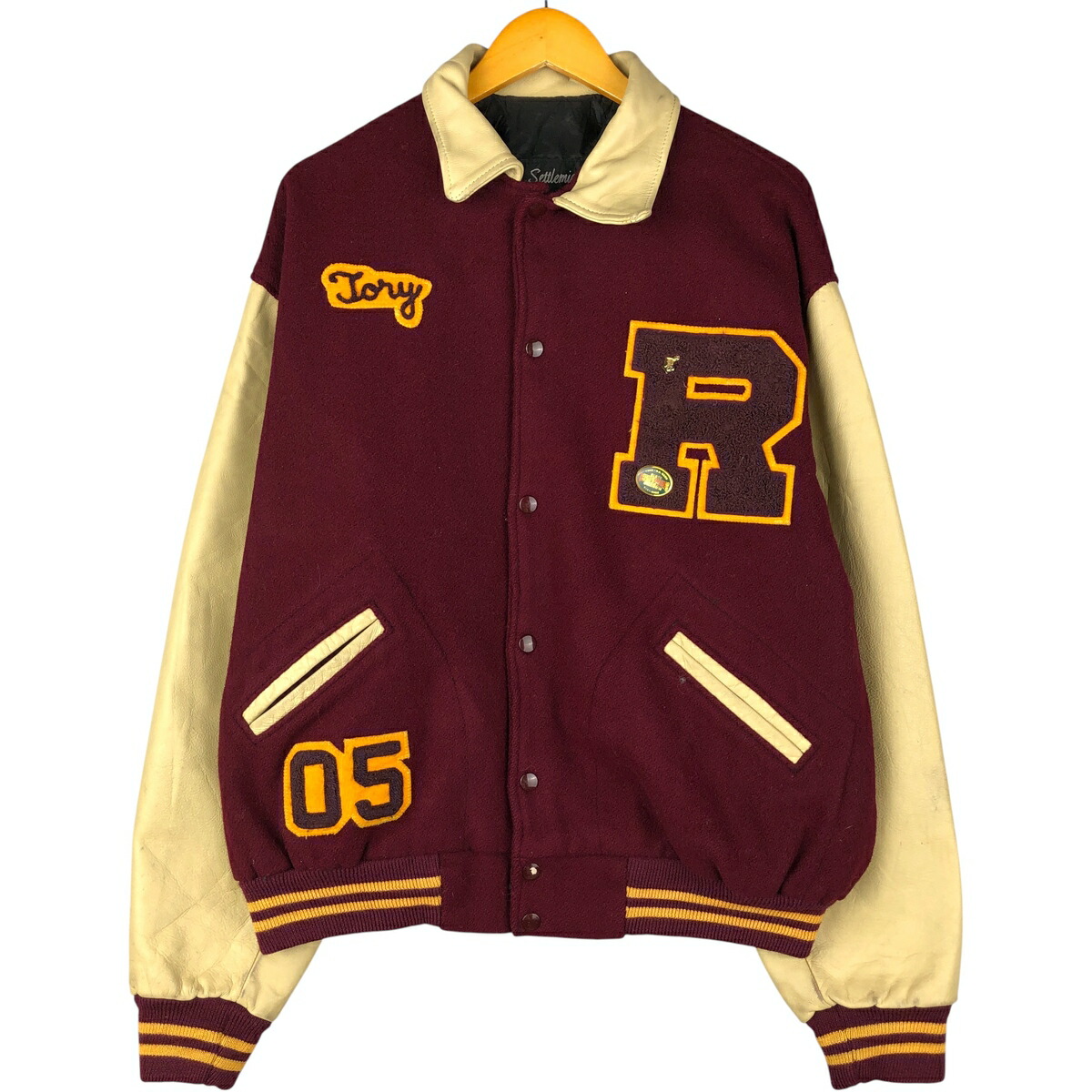 楽天市場】Settlemier's Jackets Leather Sleeve Varsity Jacket Size