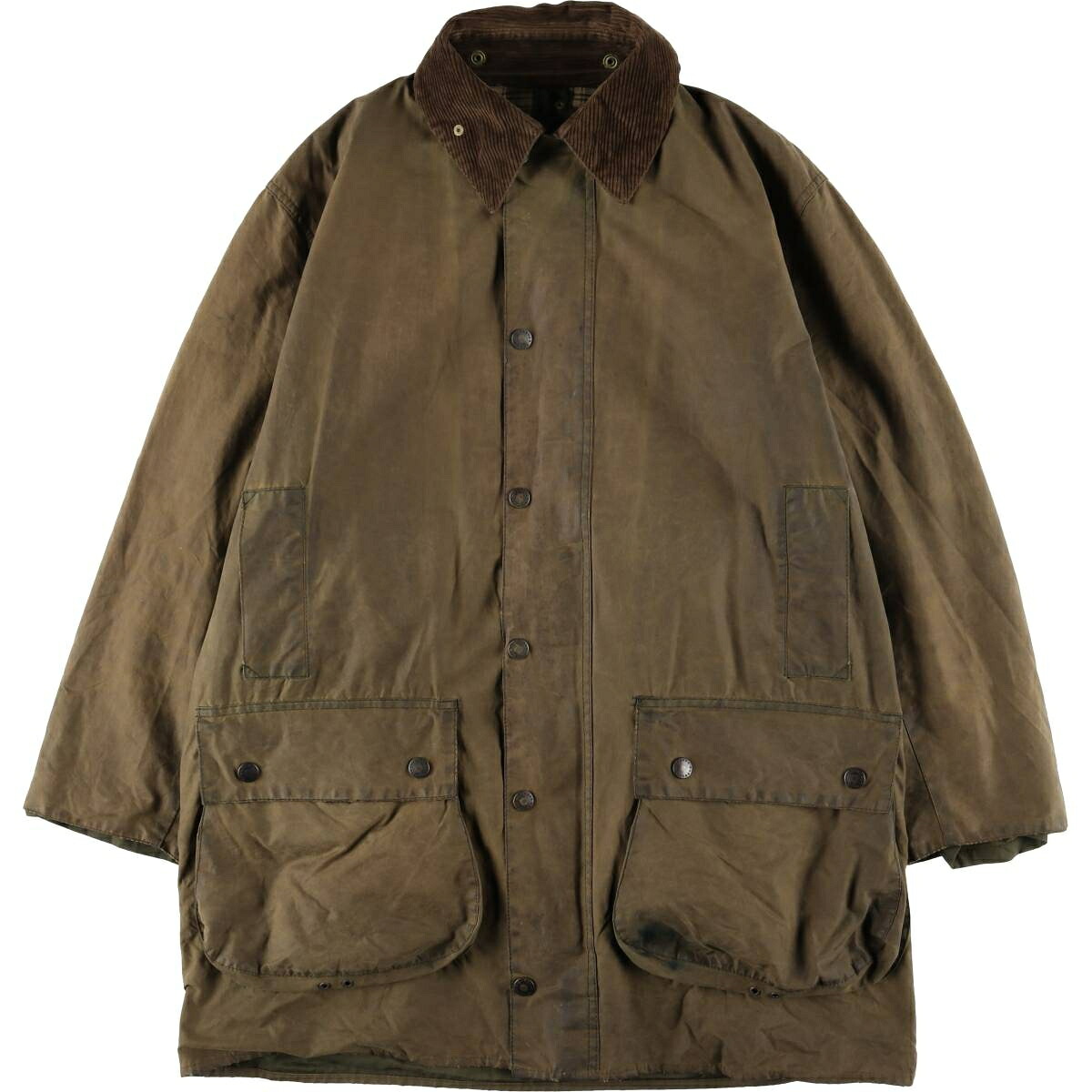 古着 90'S バブアー Barbour BORDER 旧3ワラント ボーダー ワックスコットン オイルドジャケット 英国製 C42 メンズL相当 ヴィンテージ /eaa604813 【中古】 【251229】 【SS2603_10】 カーキ系 春秋冬