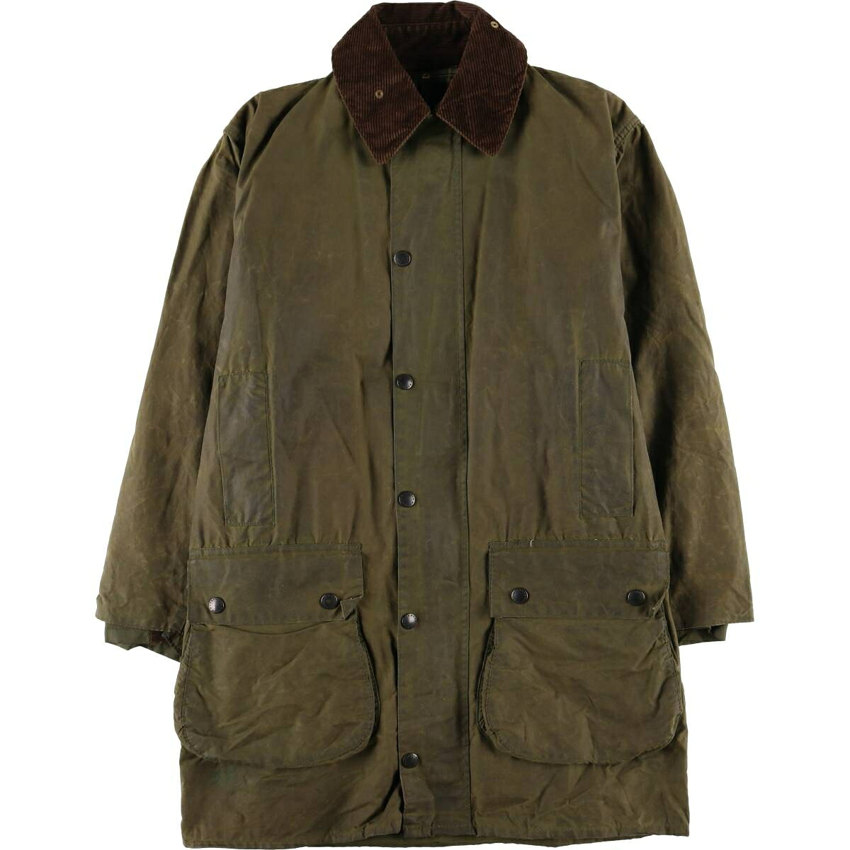 古着 80~90'S バブアー Barbour BORDER ボーダー 旧3ワラント ワックスコットン オイルドジャケット 英国製 C38 メンズM相当 ヴィンテージ /eaa604899 【中古】 【251228】 【SS2603_10】 カーキ系 春秋冬